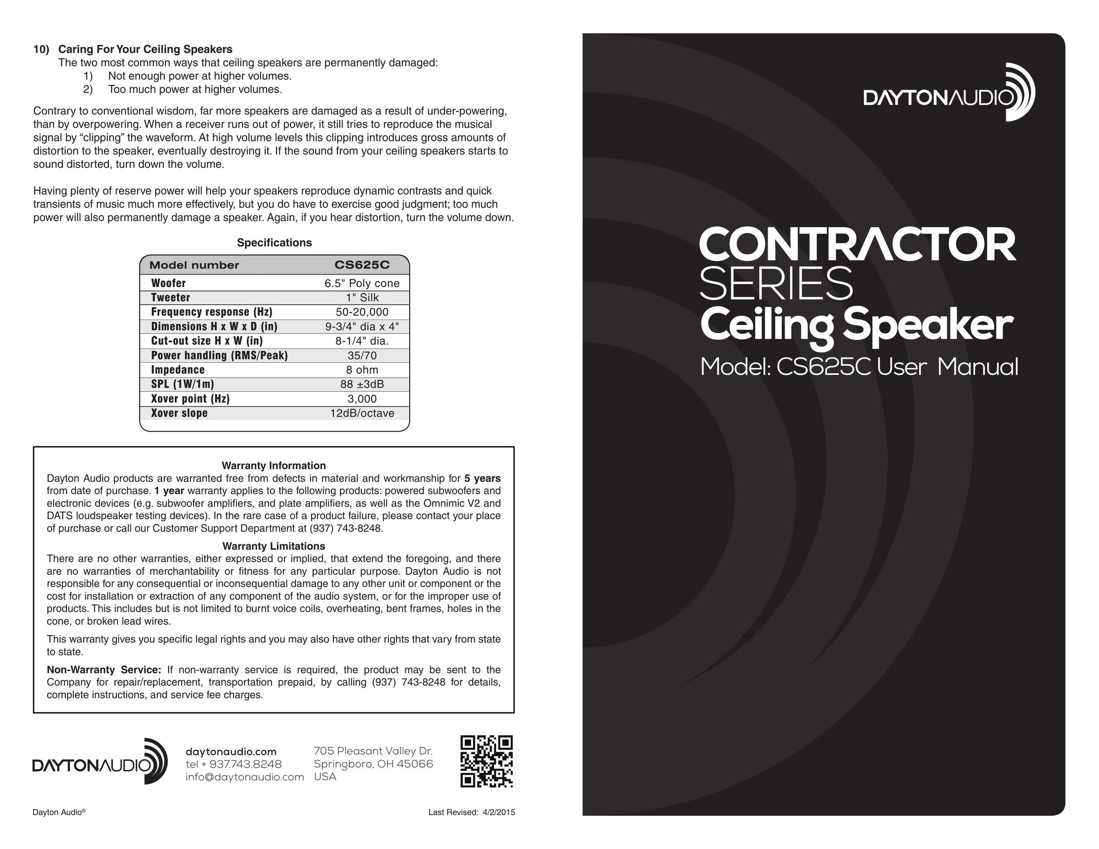 Dayton Audio CS625C Speaker User Manual
