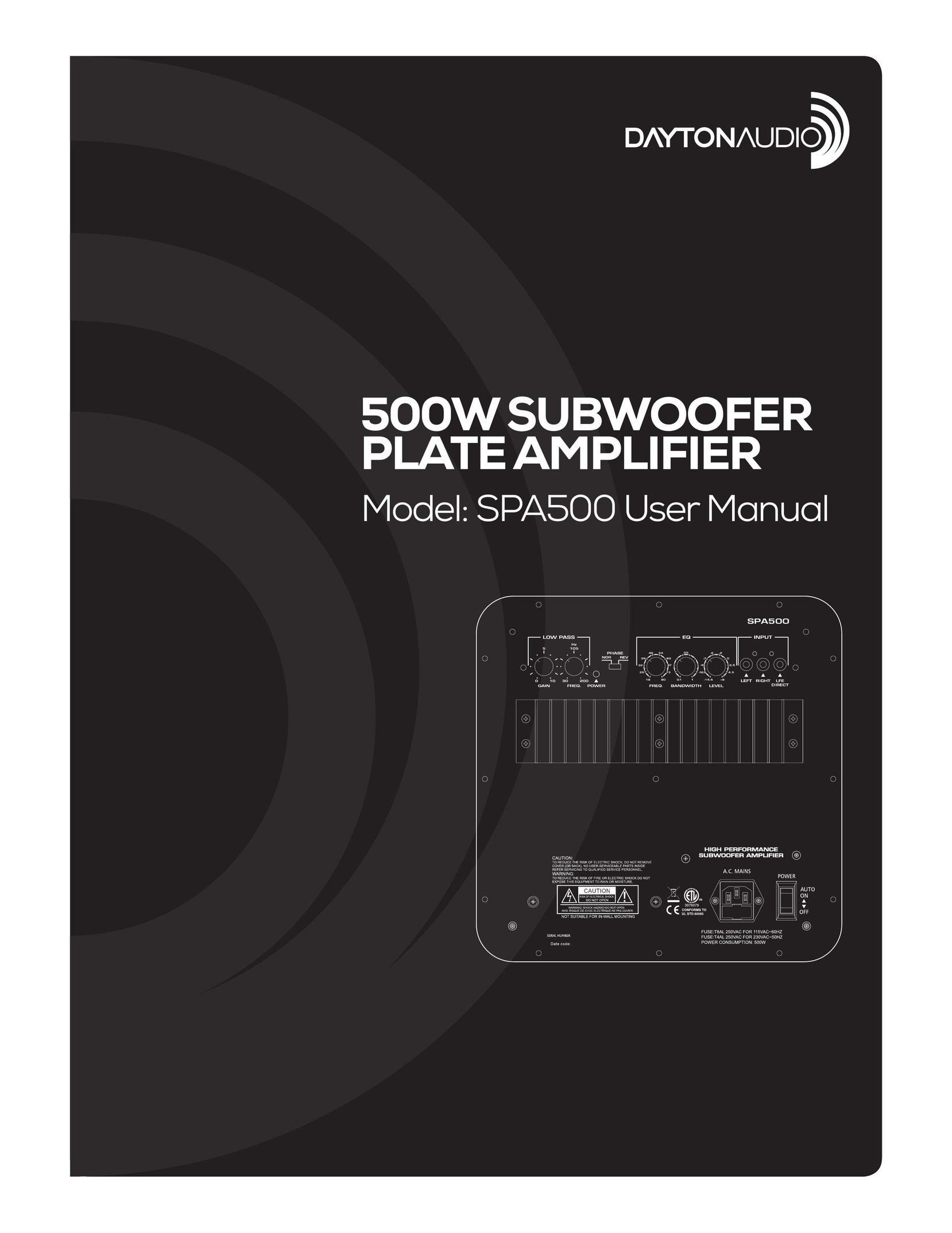Dayton Audio spa500 Speaker User Manual