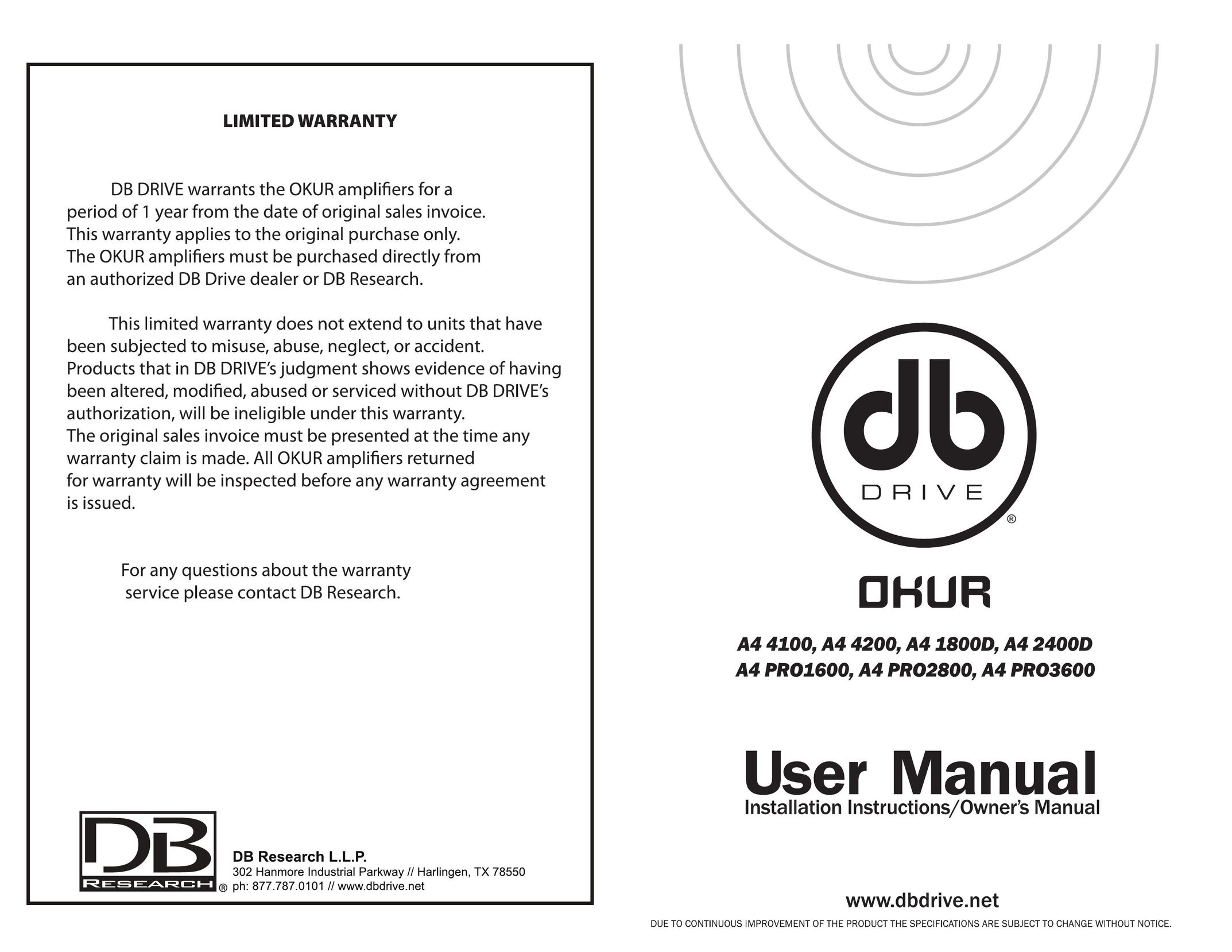 DB Drive A4 4100 Speaker User Manual