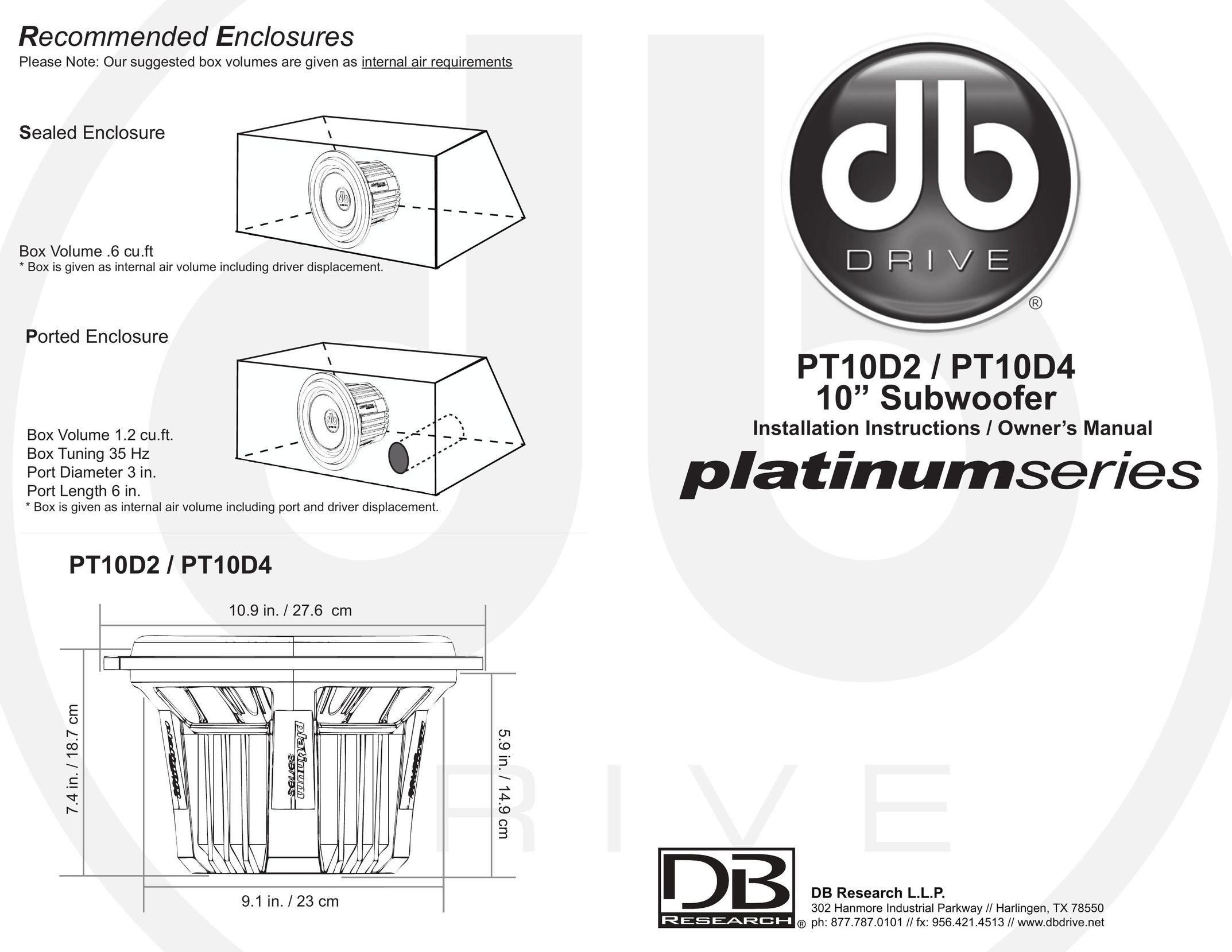 DB Drive PT10d2-d4 Speaker User Manual