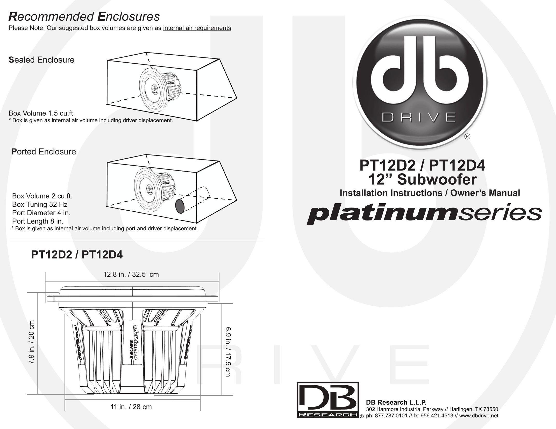 DB Drive PT12D2 Speaker User Manual