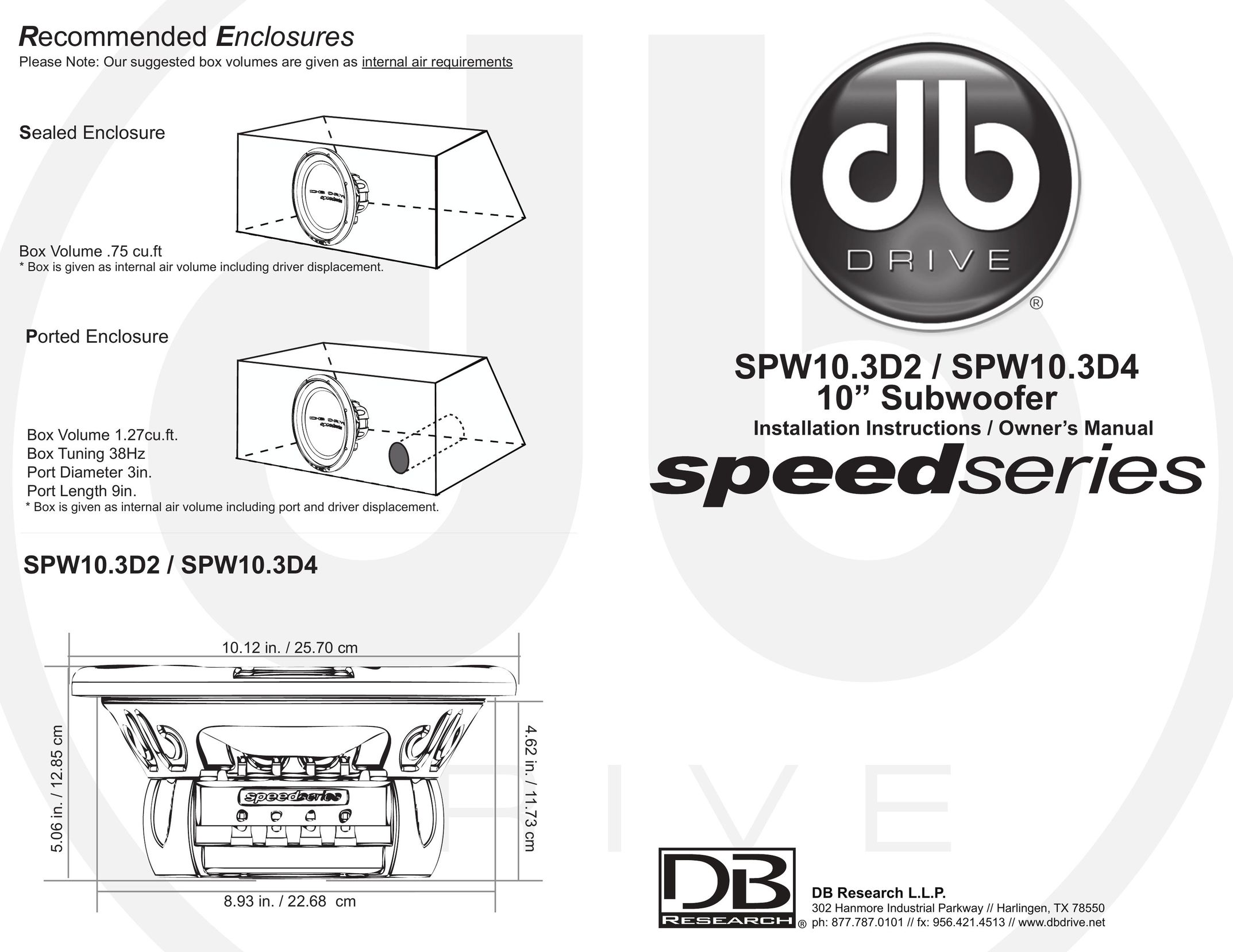 DB Drive SPW10.3D2 Speaker User Manual