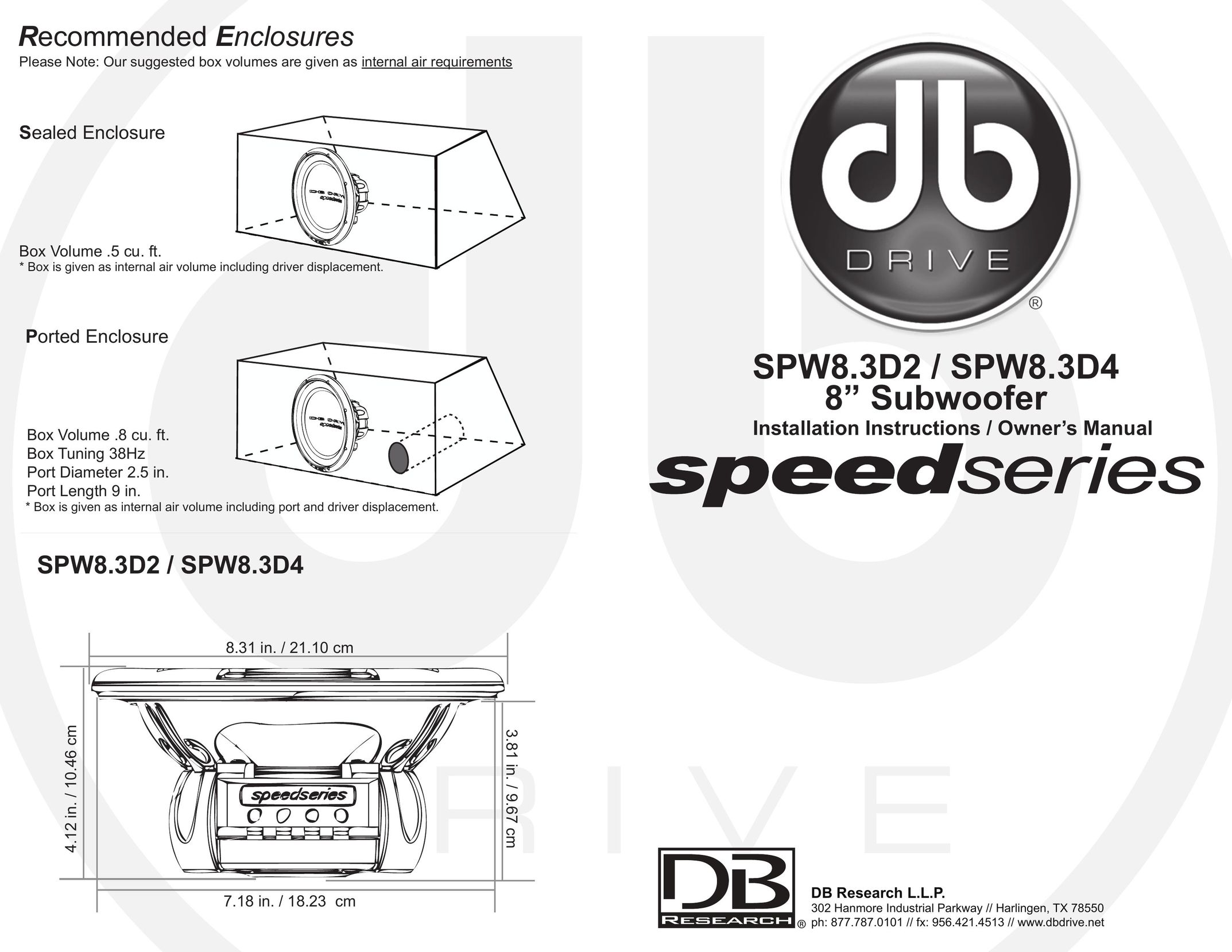 DB Drive SPW8.3D2 Speaker User Manual