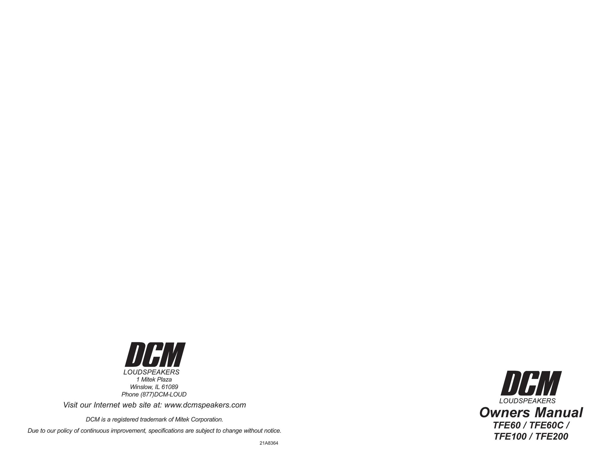DCM Speakers TFE100 Speaker User Manual