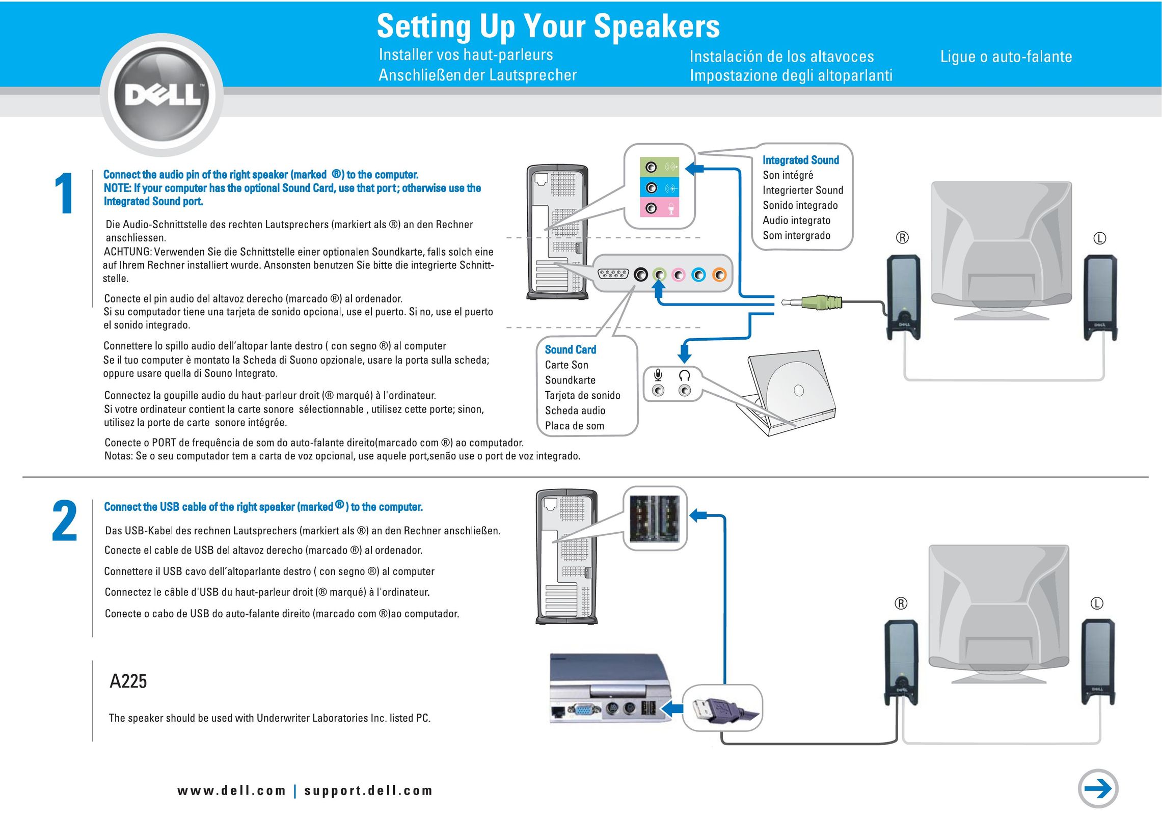 Dell A225 Speaker User Manual