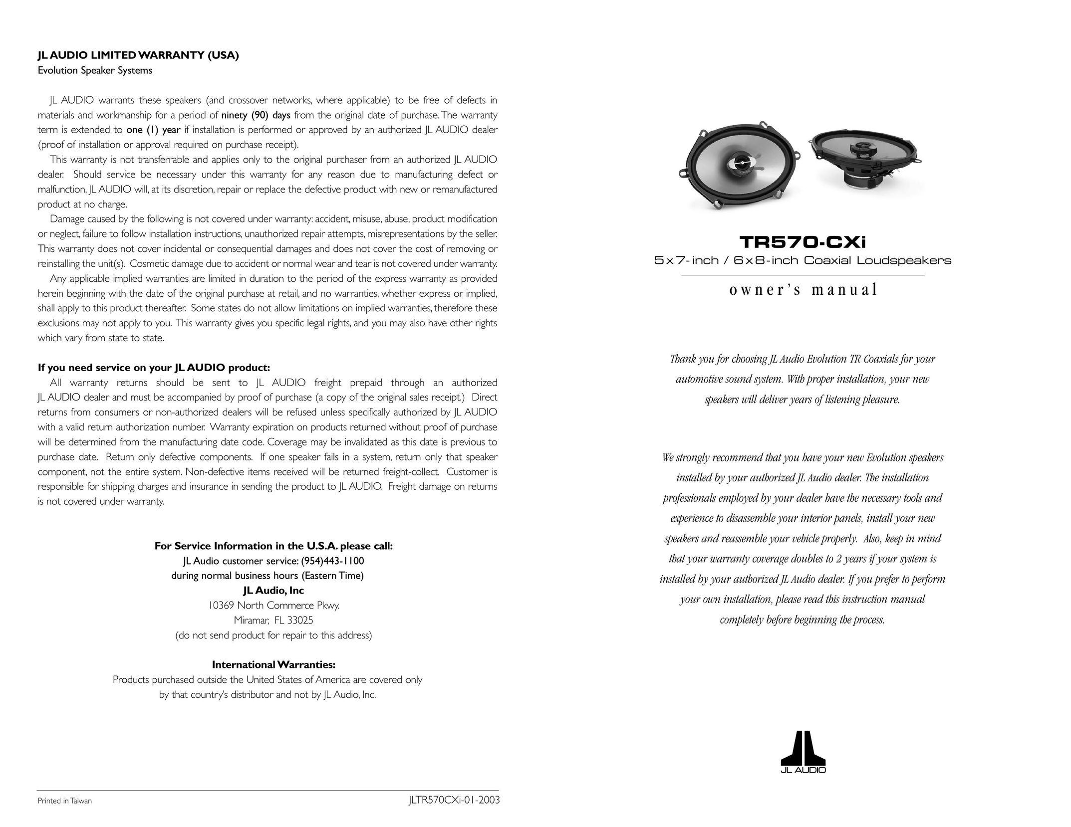 DreamGEAR TR570-CXI Speaker User Manual