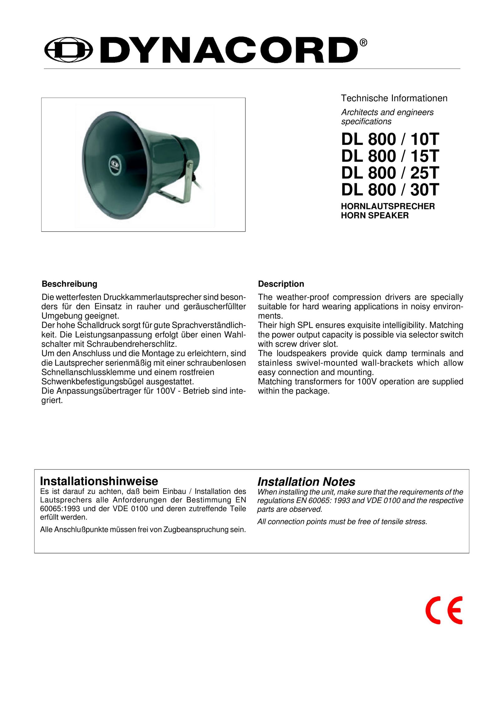 Dynacord DL 800 / 10T Speaker User Manual