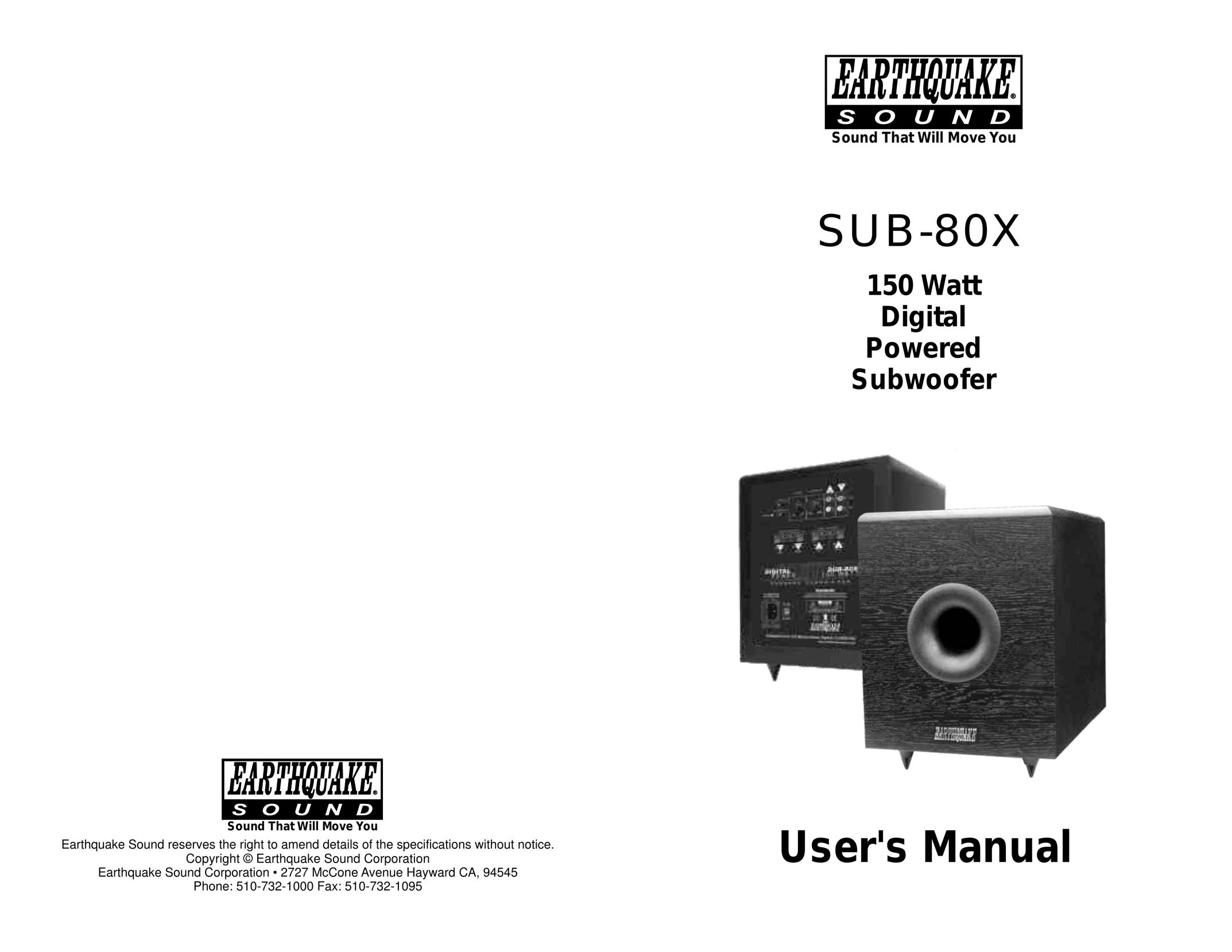 Earthquake Sound SUB-80X Speaker User Manual