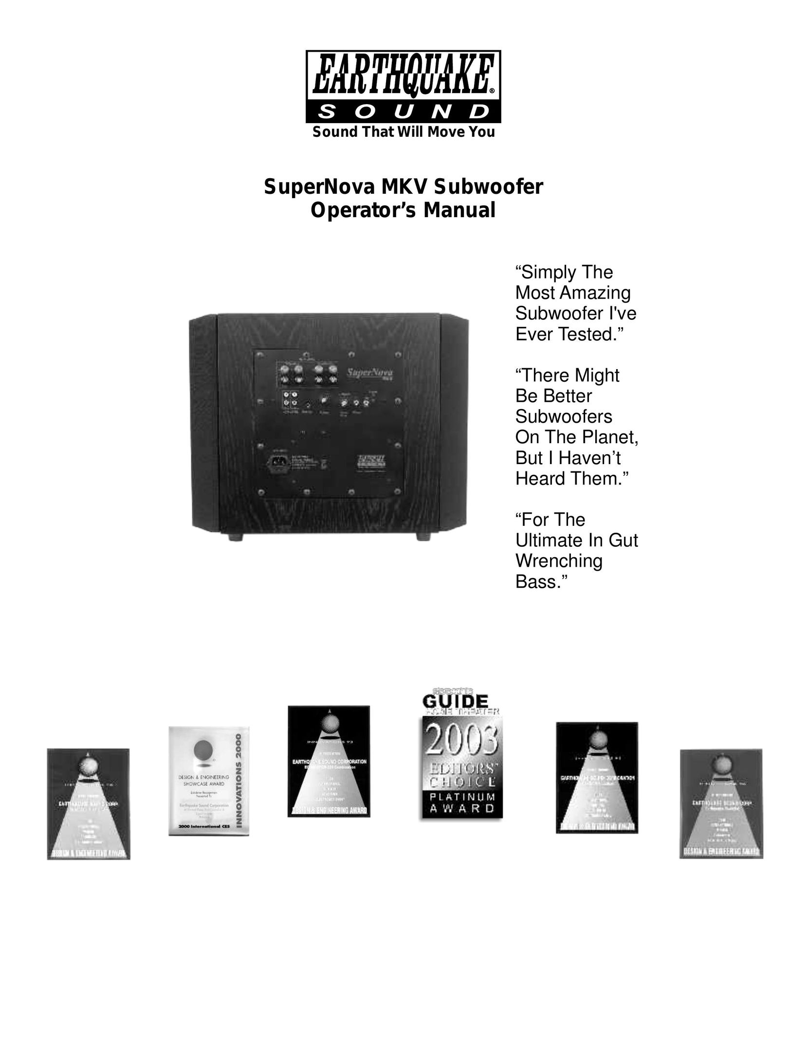 Earthquake Sound SuperNova MKV Speaker User Manual