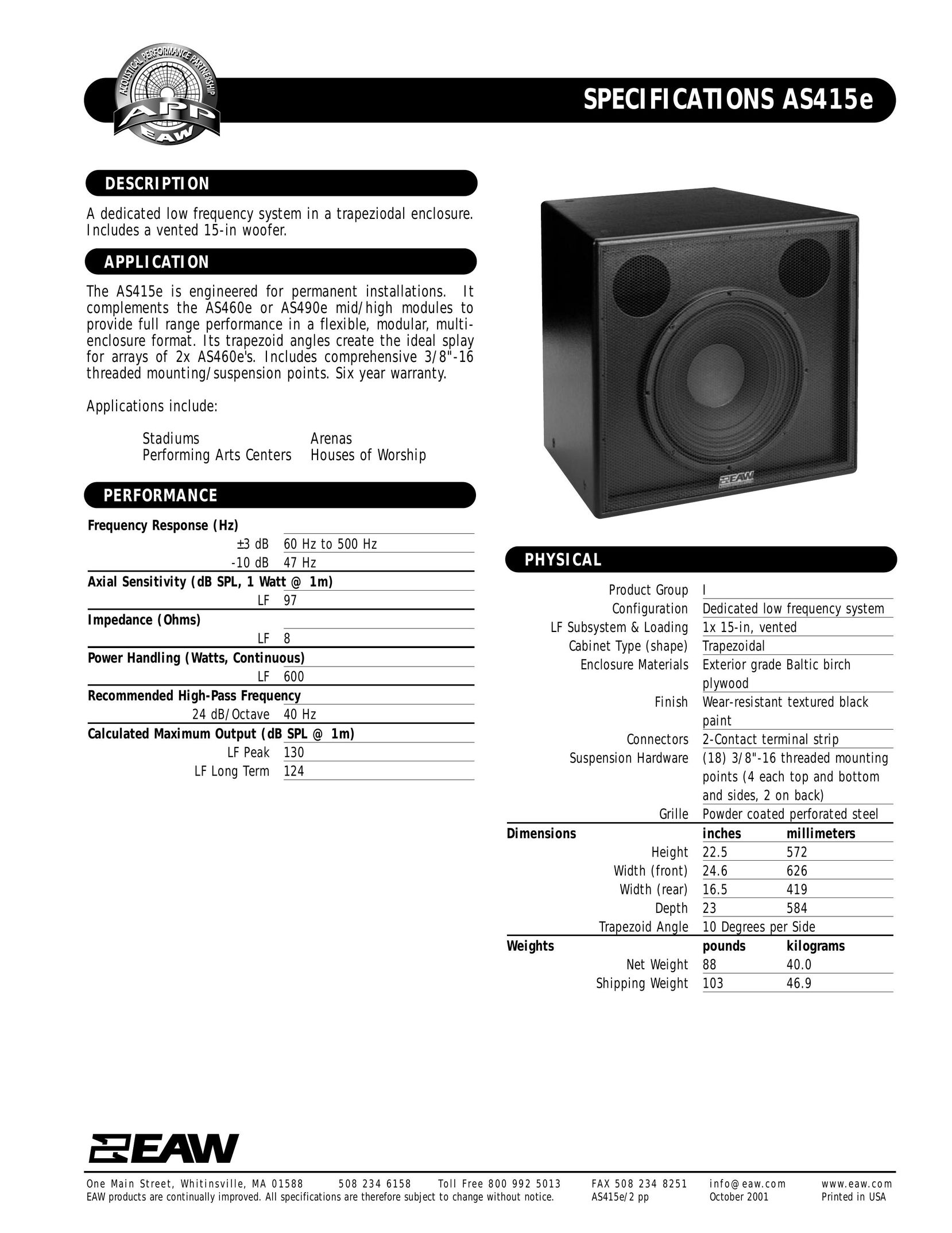 EAW AS415e Speaker User Manual