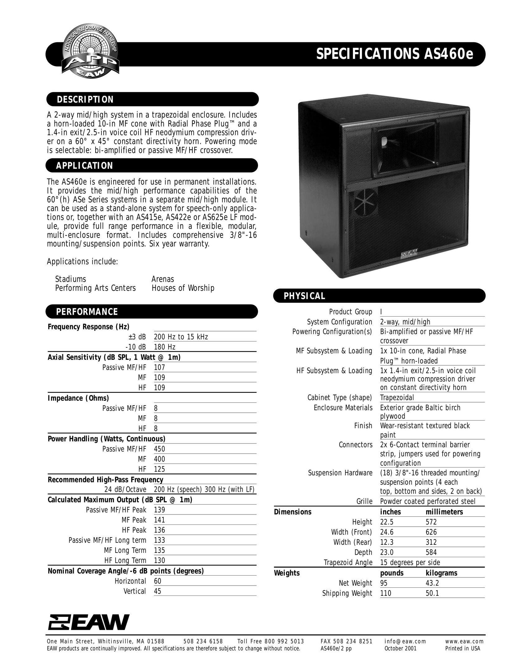 EAW AS460e Speaker User Manual
