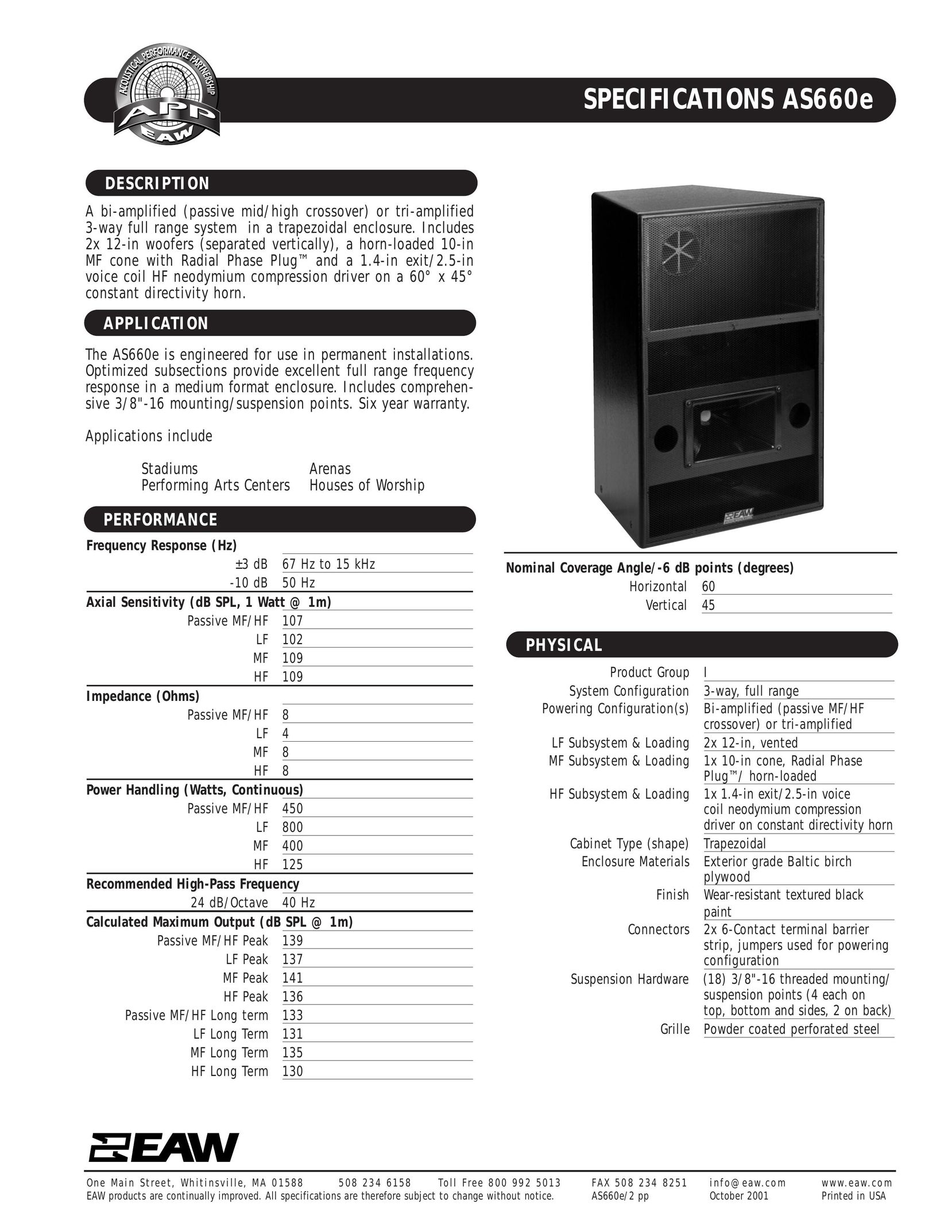 EAW AS660e Speaker User Manual