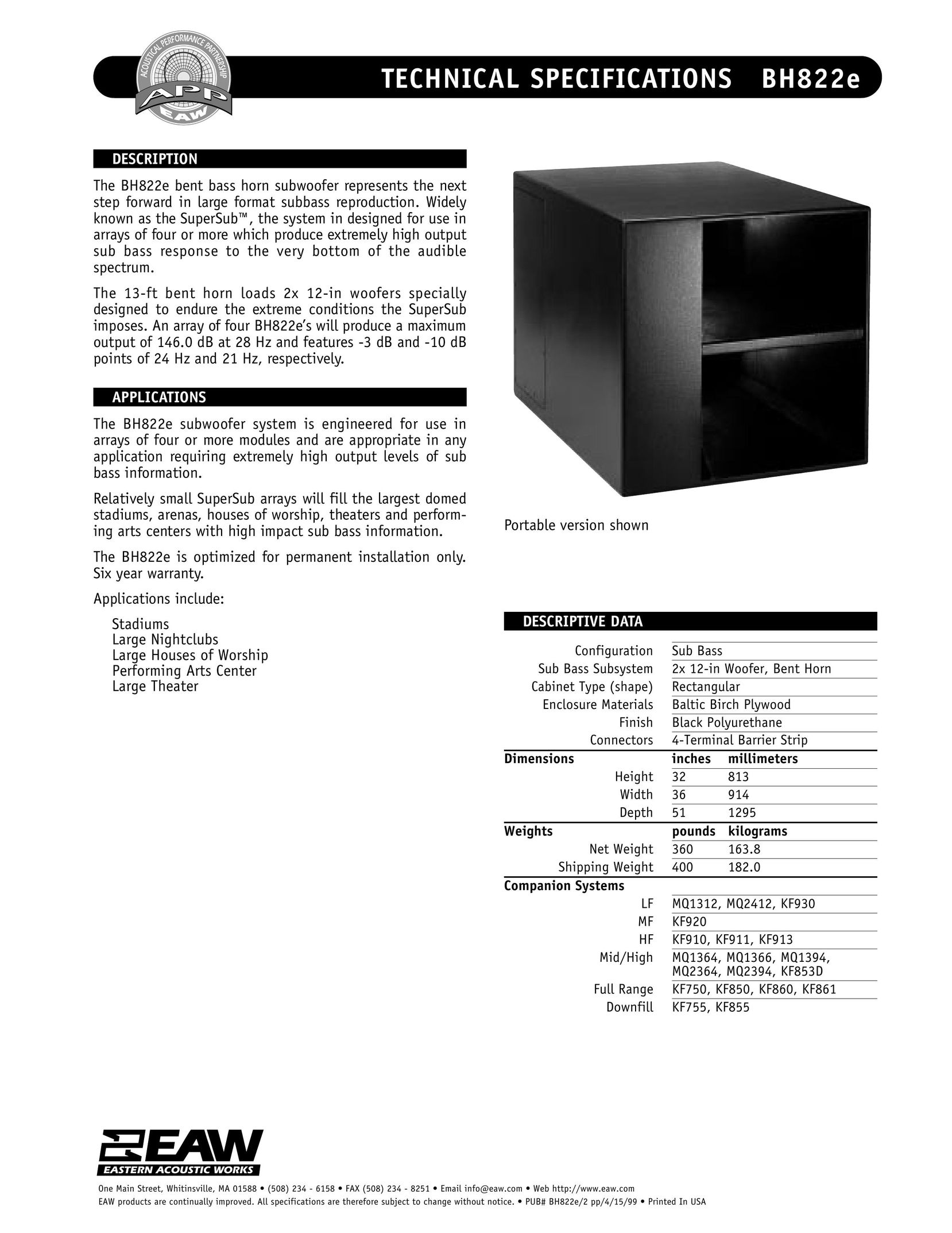EAW BH822e Speaker User Manual
