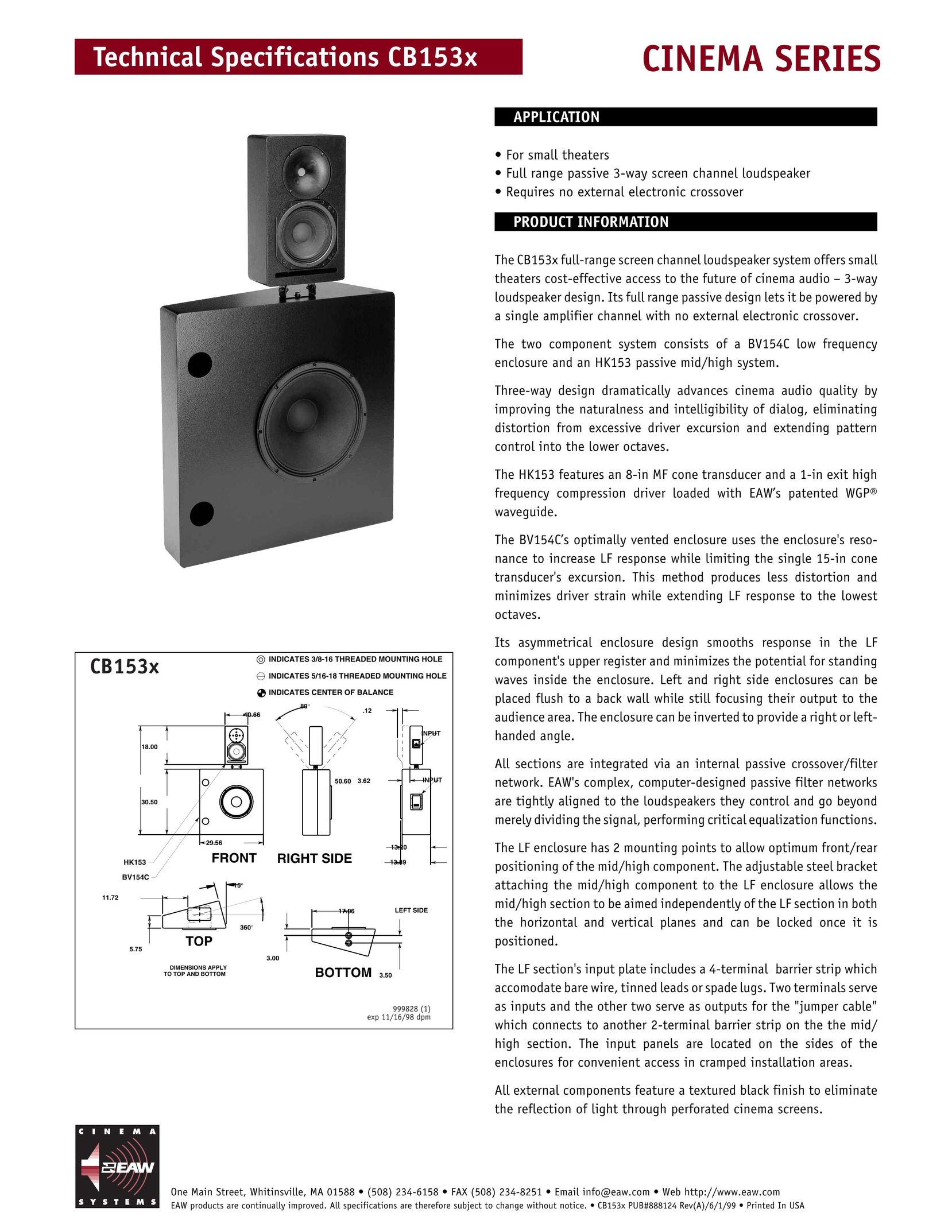 EAW CB153X Speaker User Manual