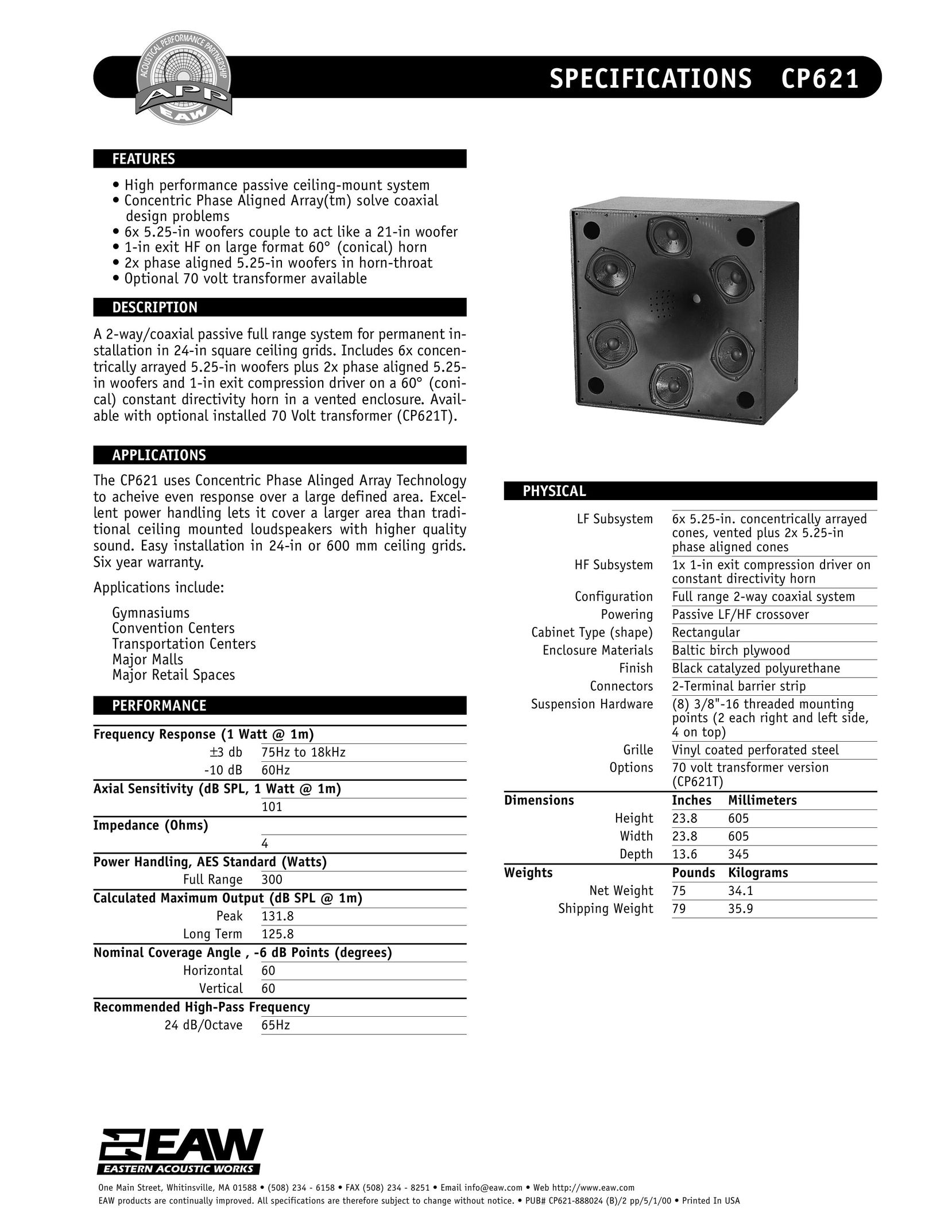 EAW CP621 Speaker User Manual