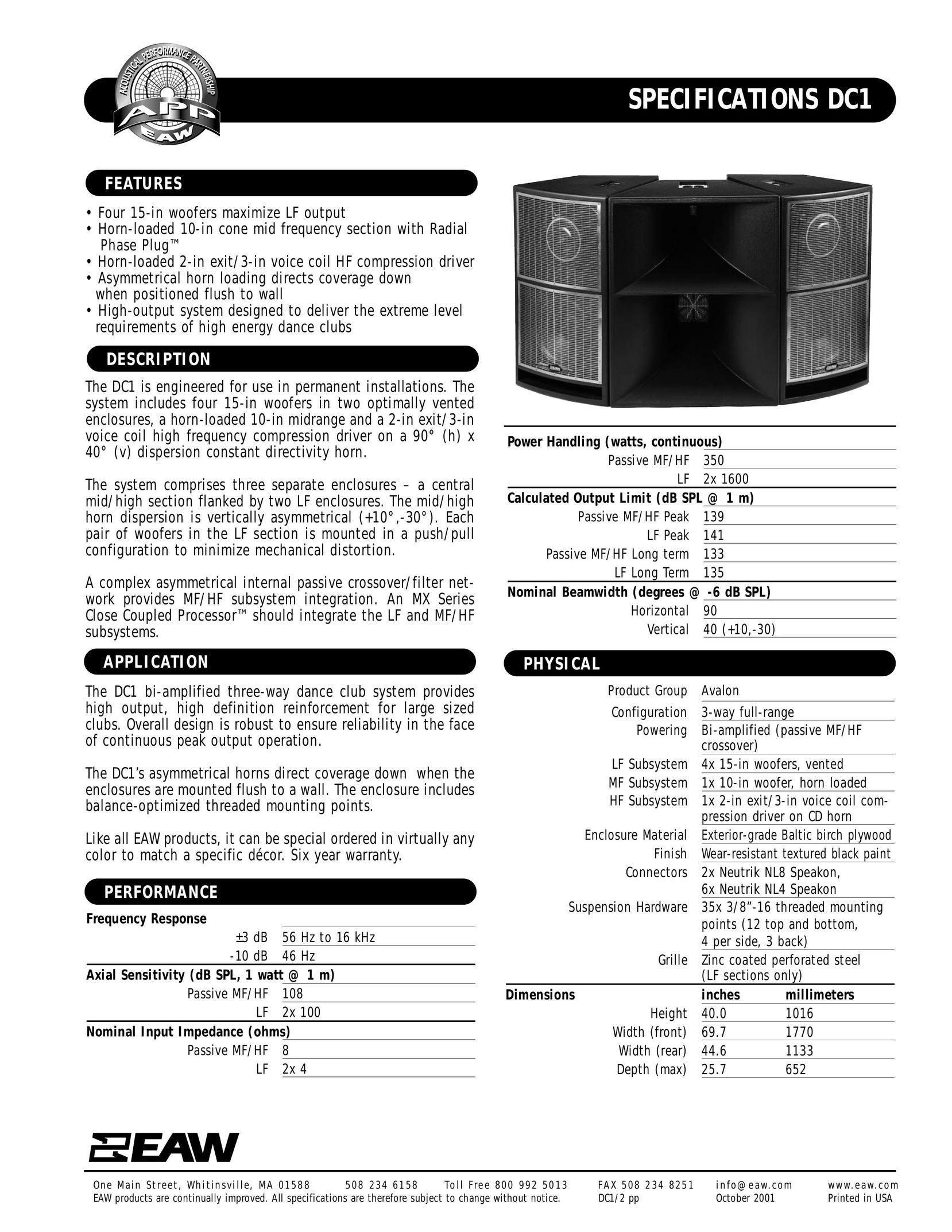 EAW DC1 Speaker User Manual