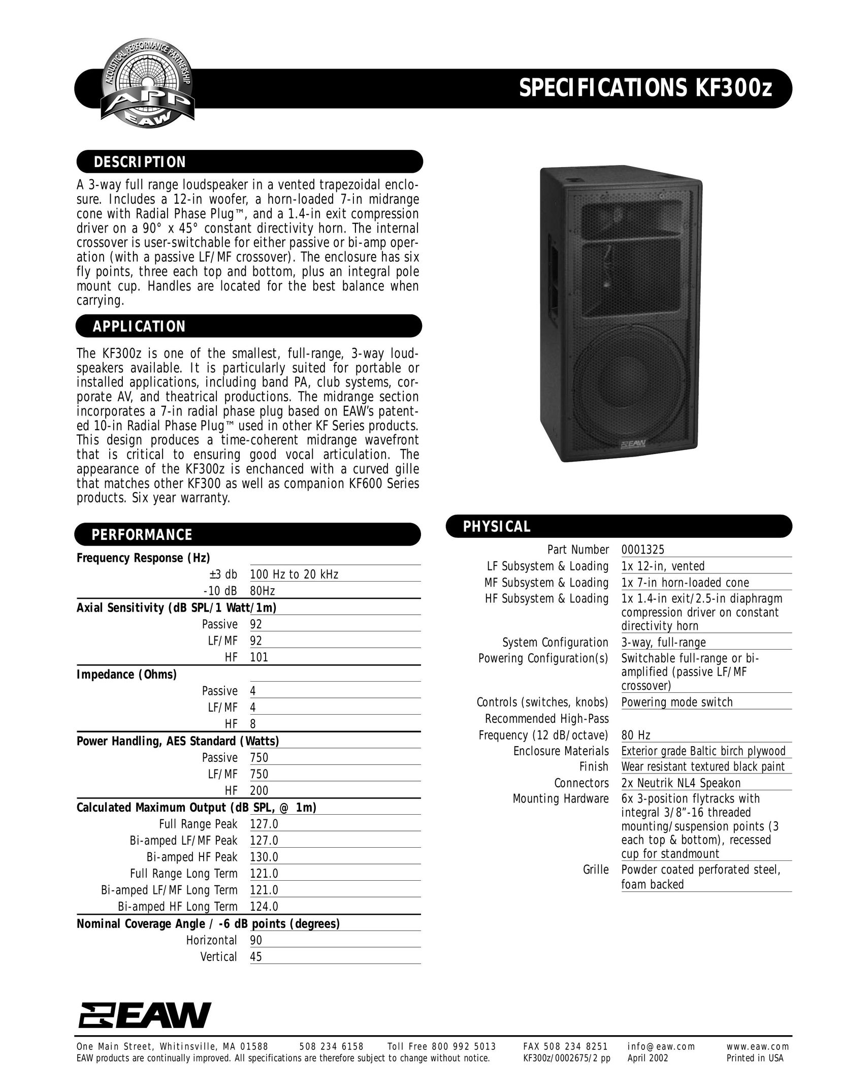 EAW KF300z Speaker User Manual