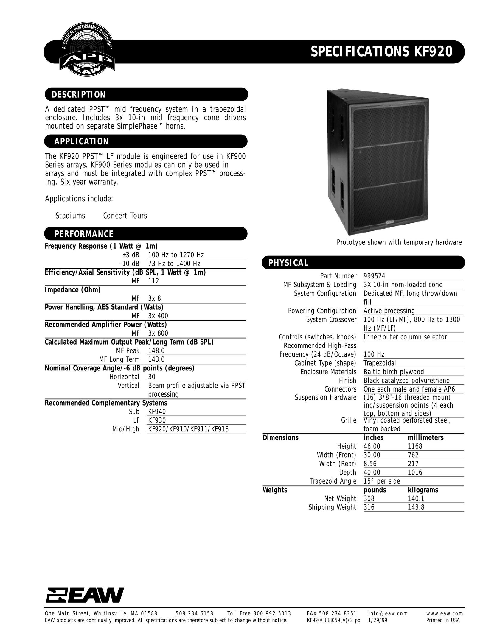 EAW KF920 Speaker User Manual