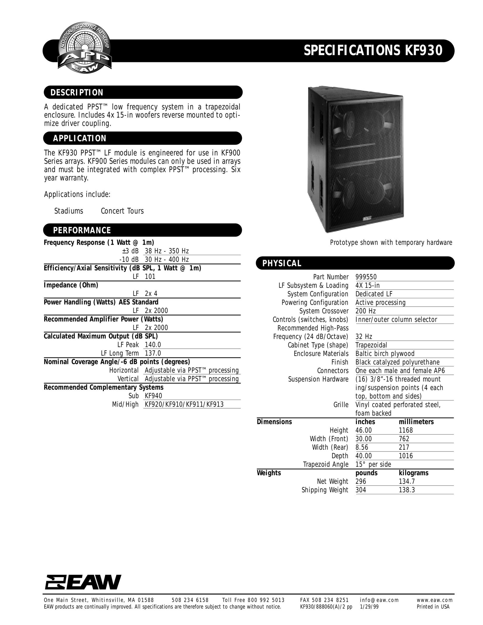 EAW KF930 Speaker User Manual