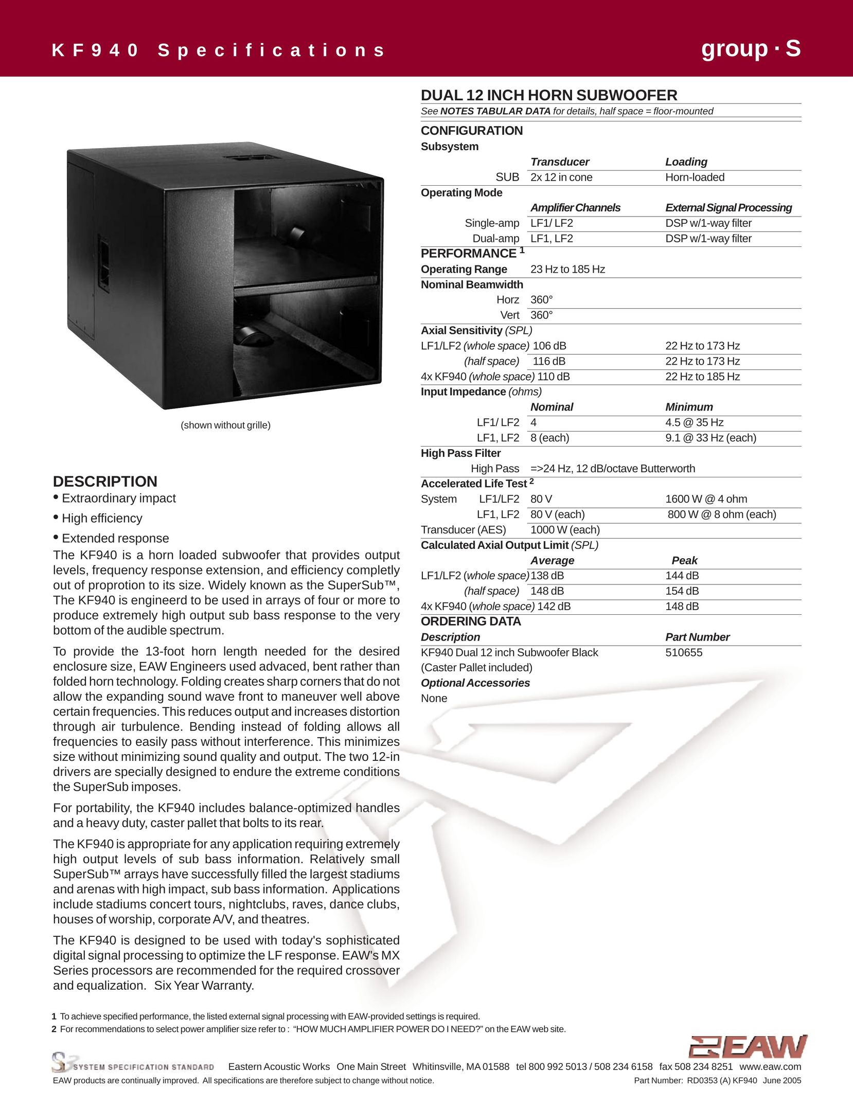 EAW KF940 Speaker User Manual
