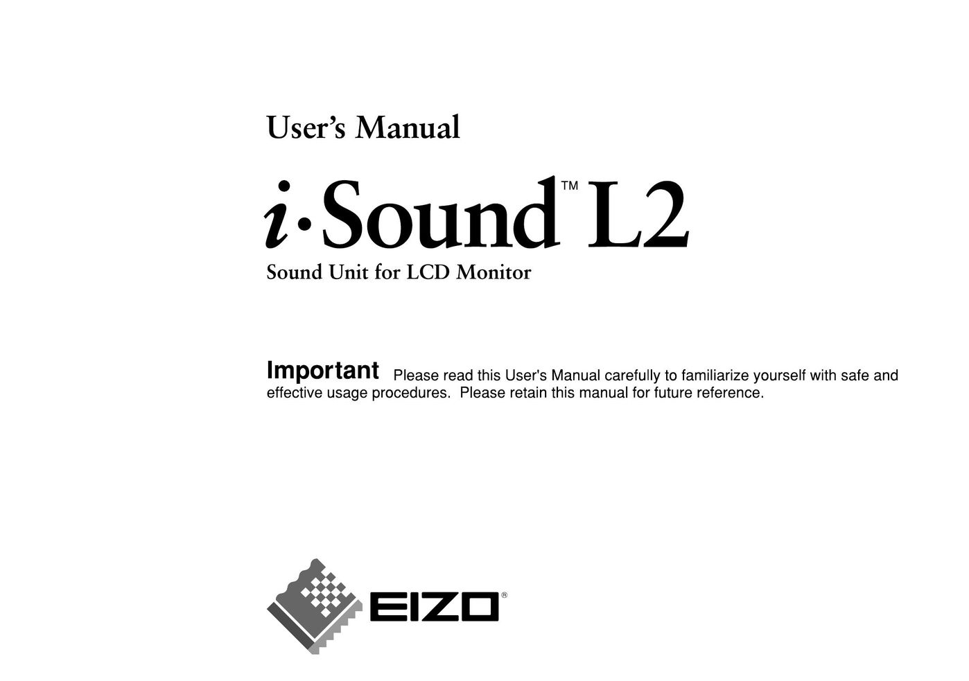 Eizo I-SOUND L2 Speaker User Manual