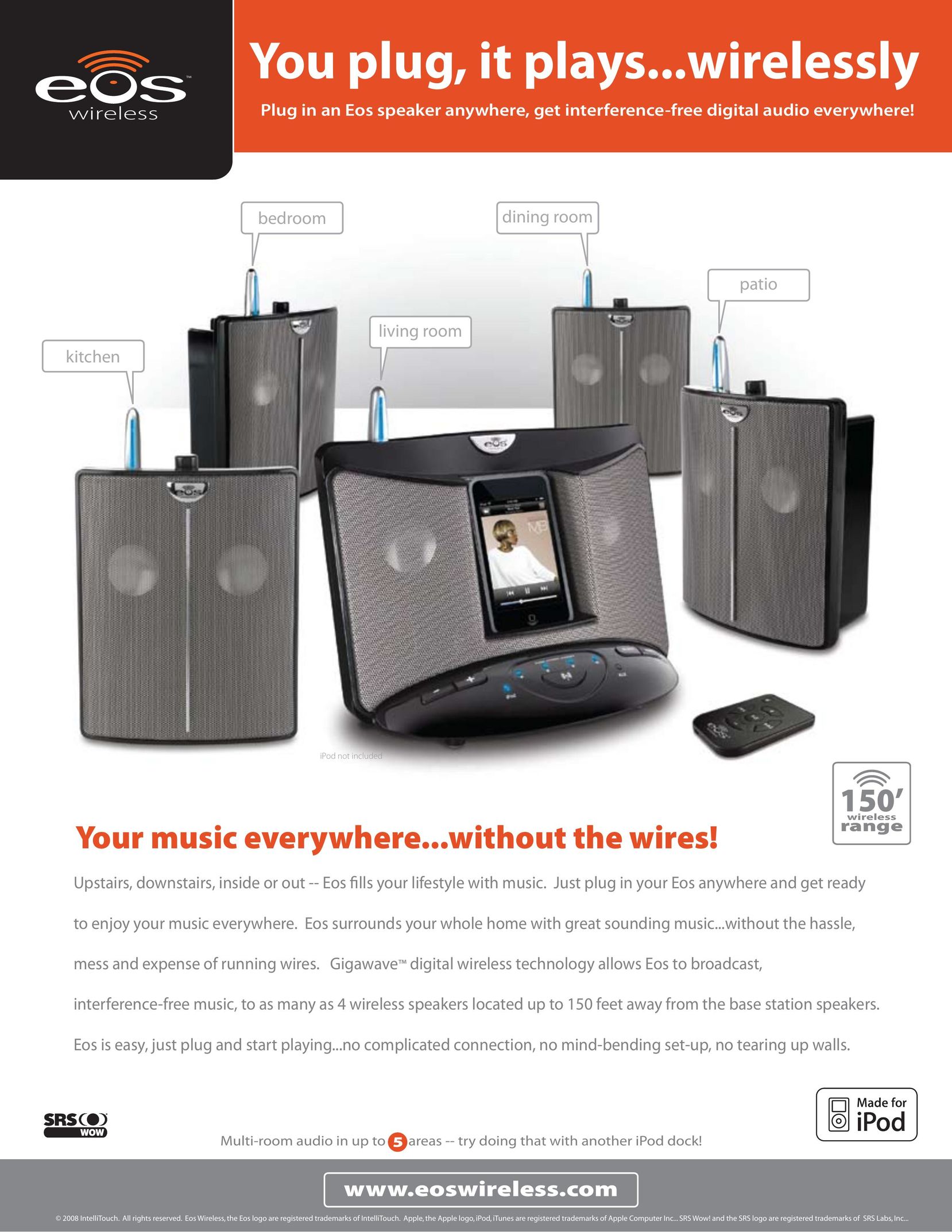 Eos Wireless EOS100T1RB Speaker User Manual