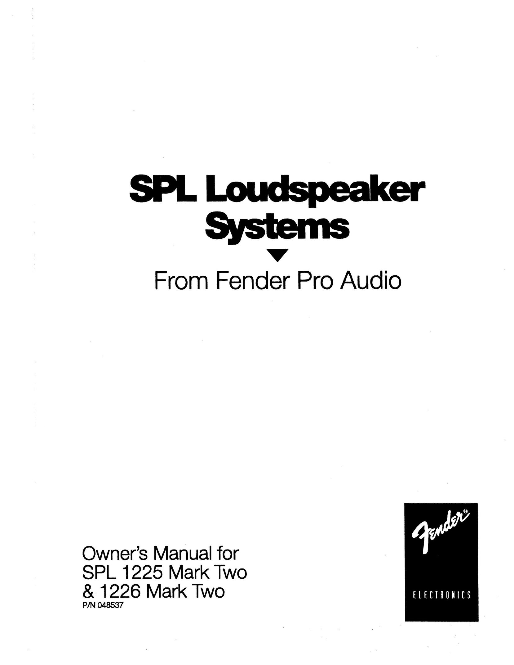 Fender SPL 1226 Speaker User Manual