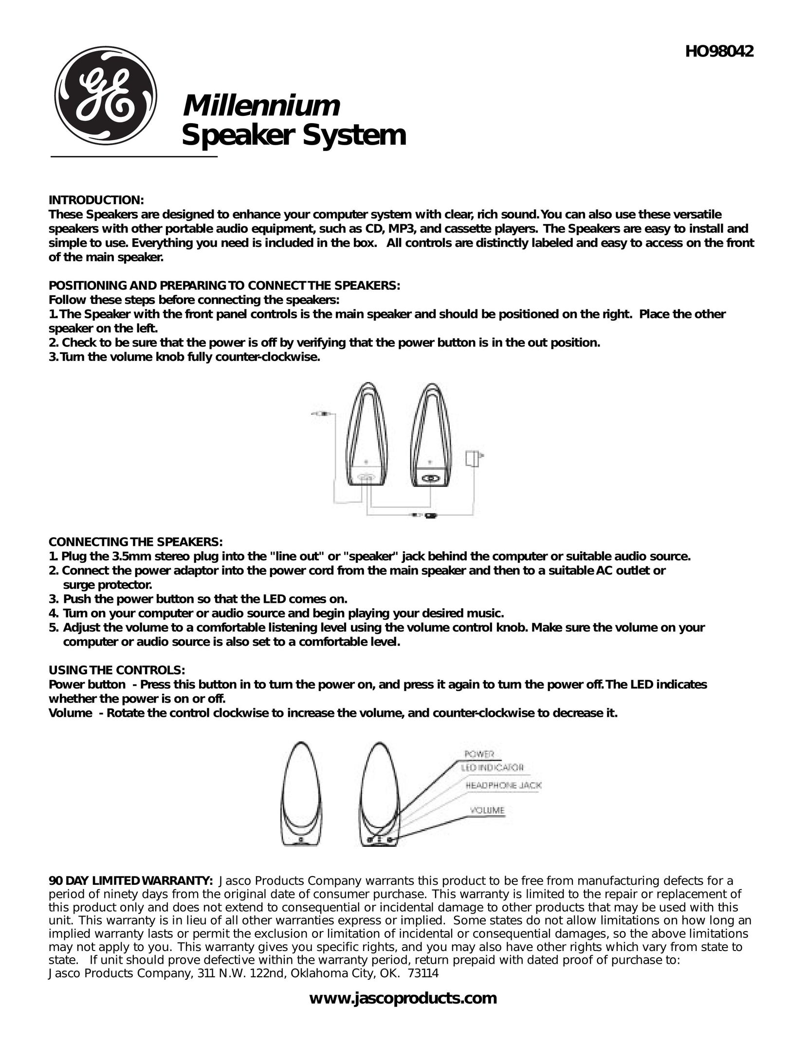 GE HO98042 Speaker User Manual