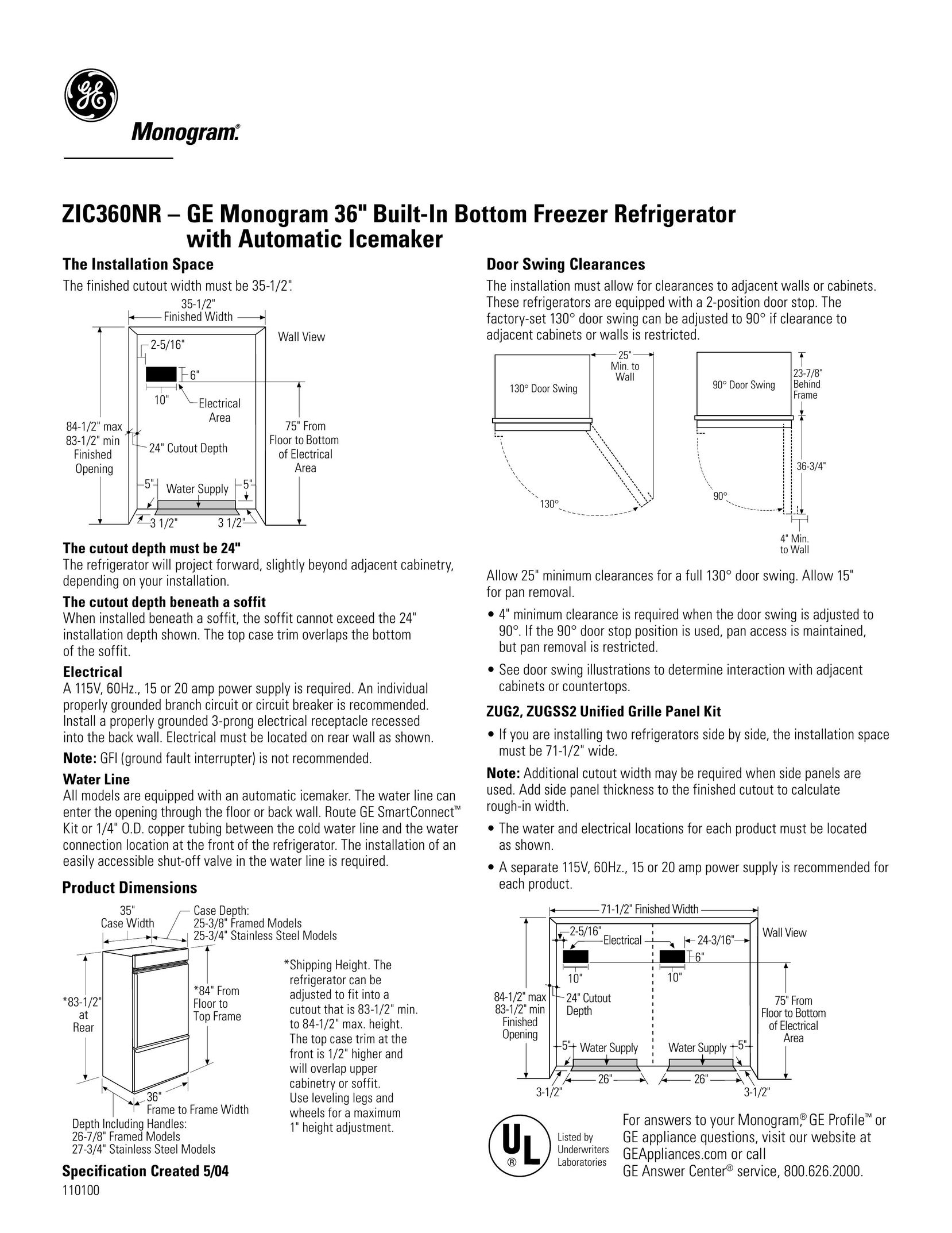 GE Monogram ZIC360NR Speaker User Manual