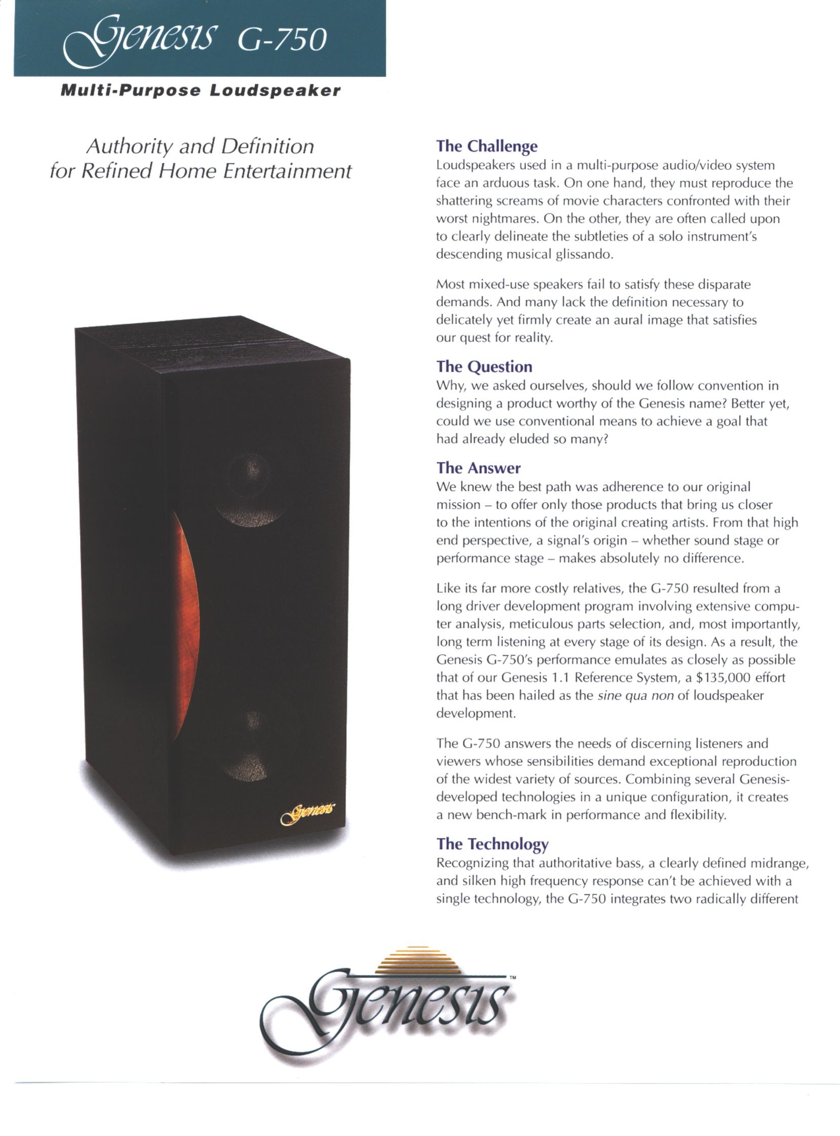 Genesis Advanced Technologies Gen 750 Speaker User Manual