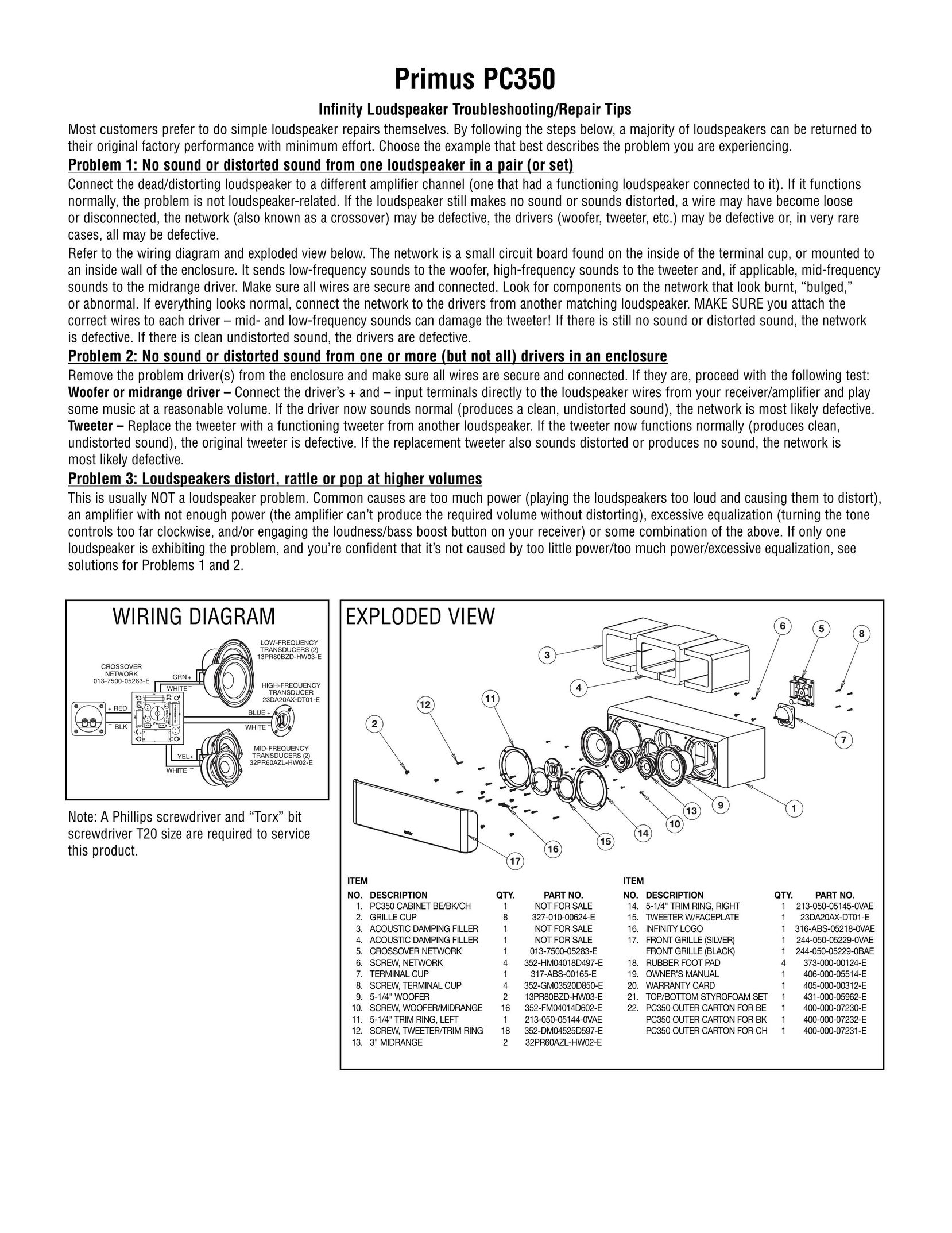 Harman-Kardon PC350 Speaker User Manual