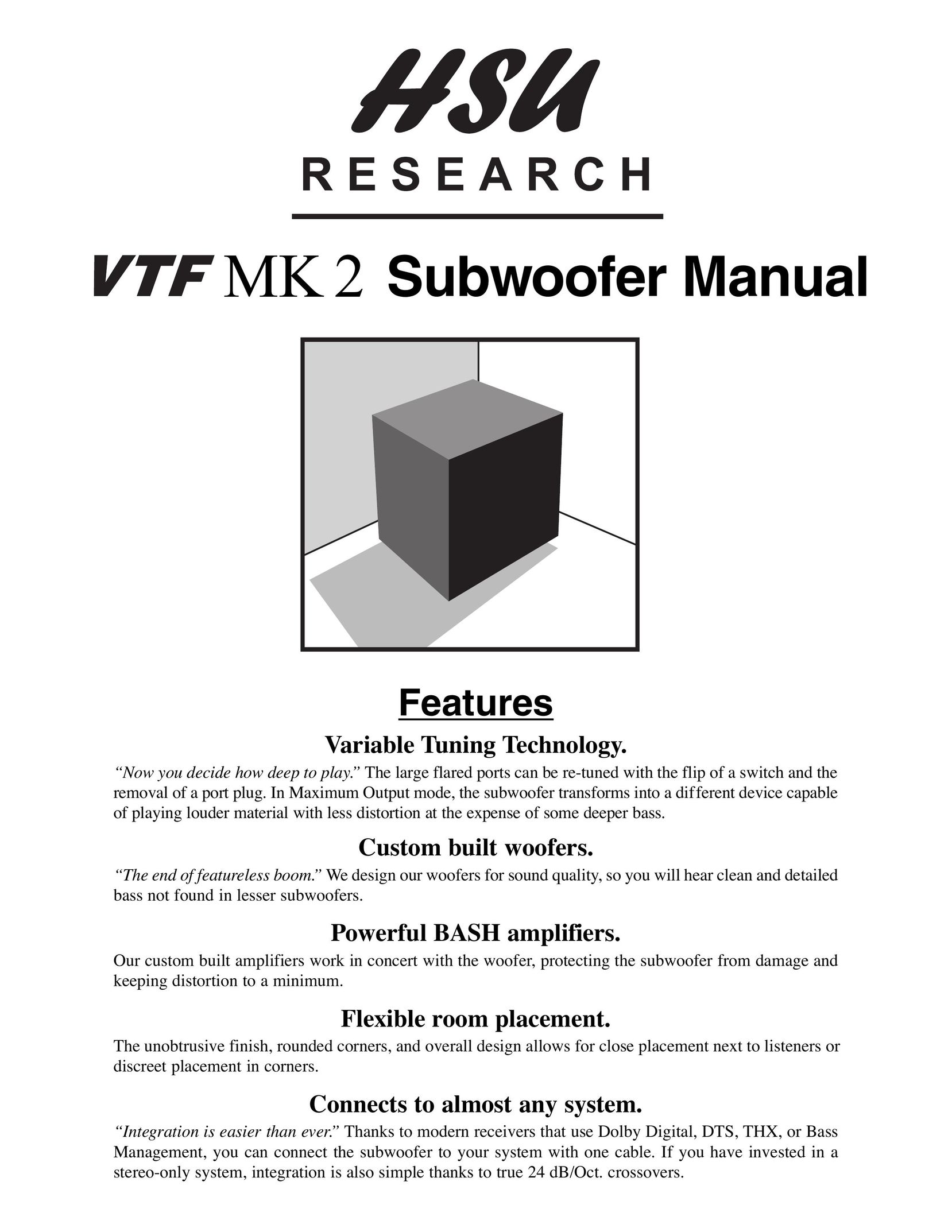 Hsu Research VTF-2 Speaker User Manual
