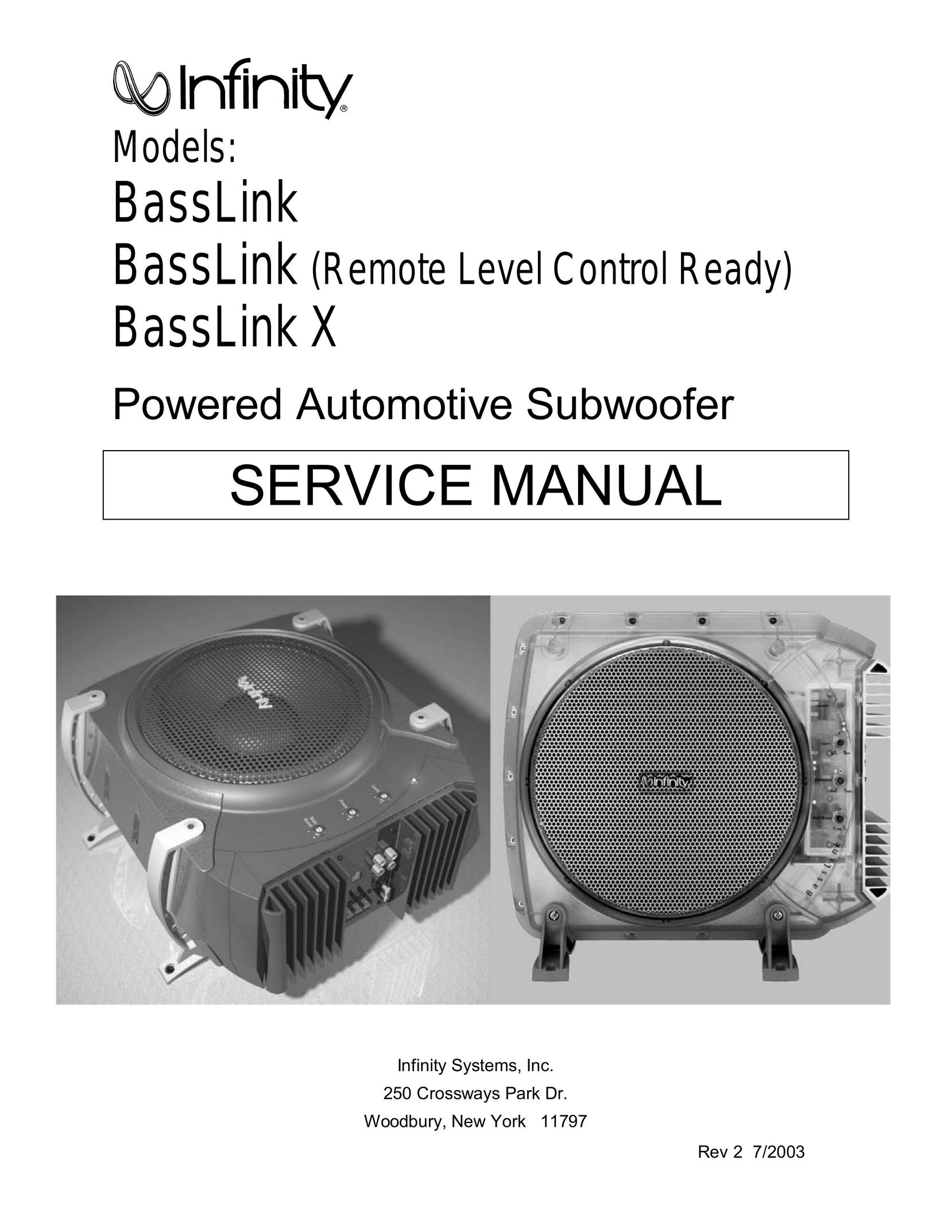 Infinity Bass Link Speaker User Manual