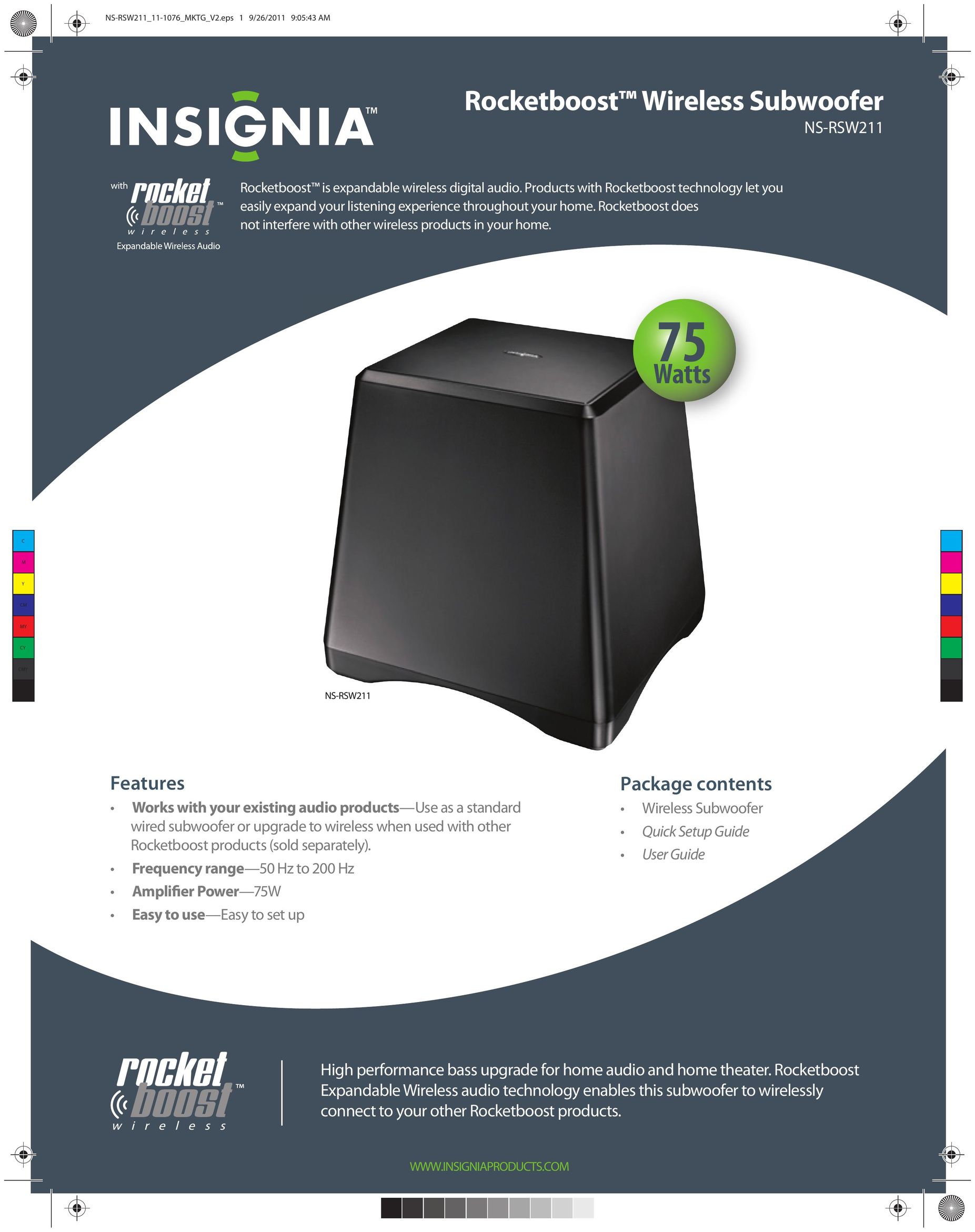 Insignia NS-RSW211 Speaker User Manual