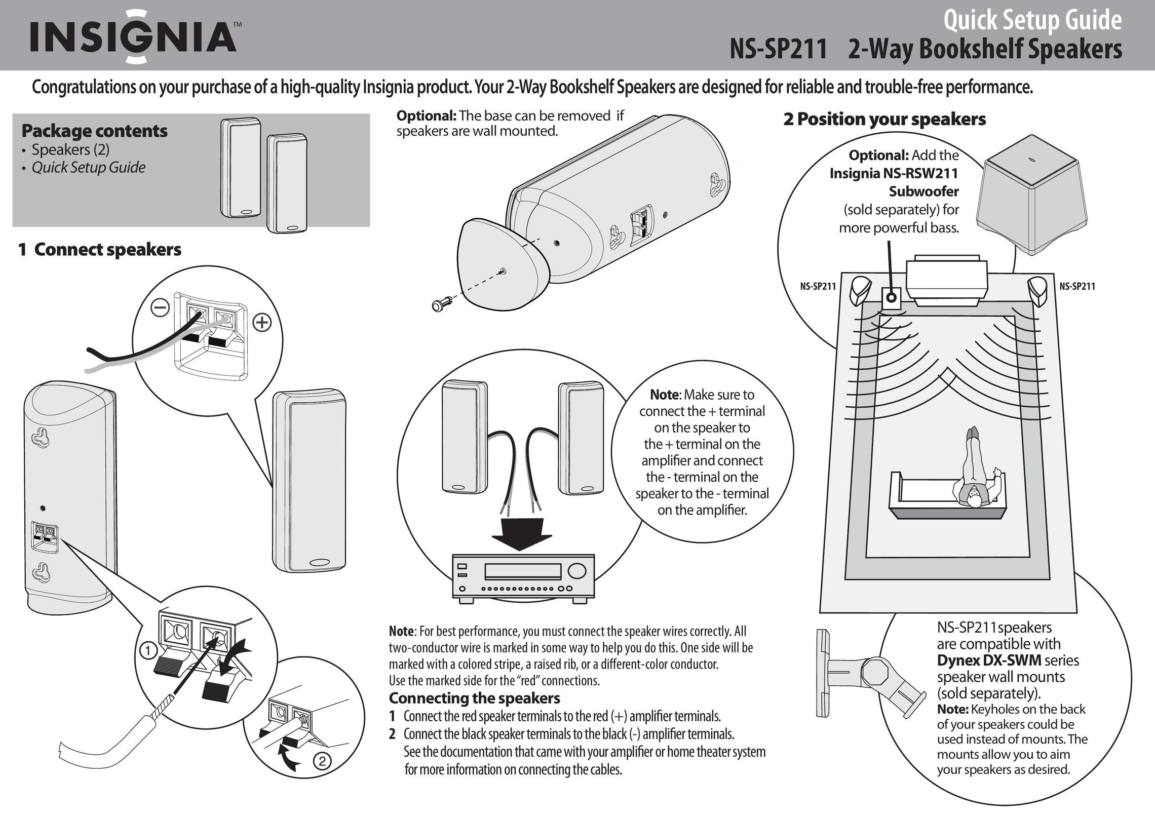 Insignia NS-SP211 Speaker User Manual