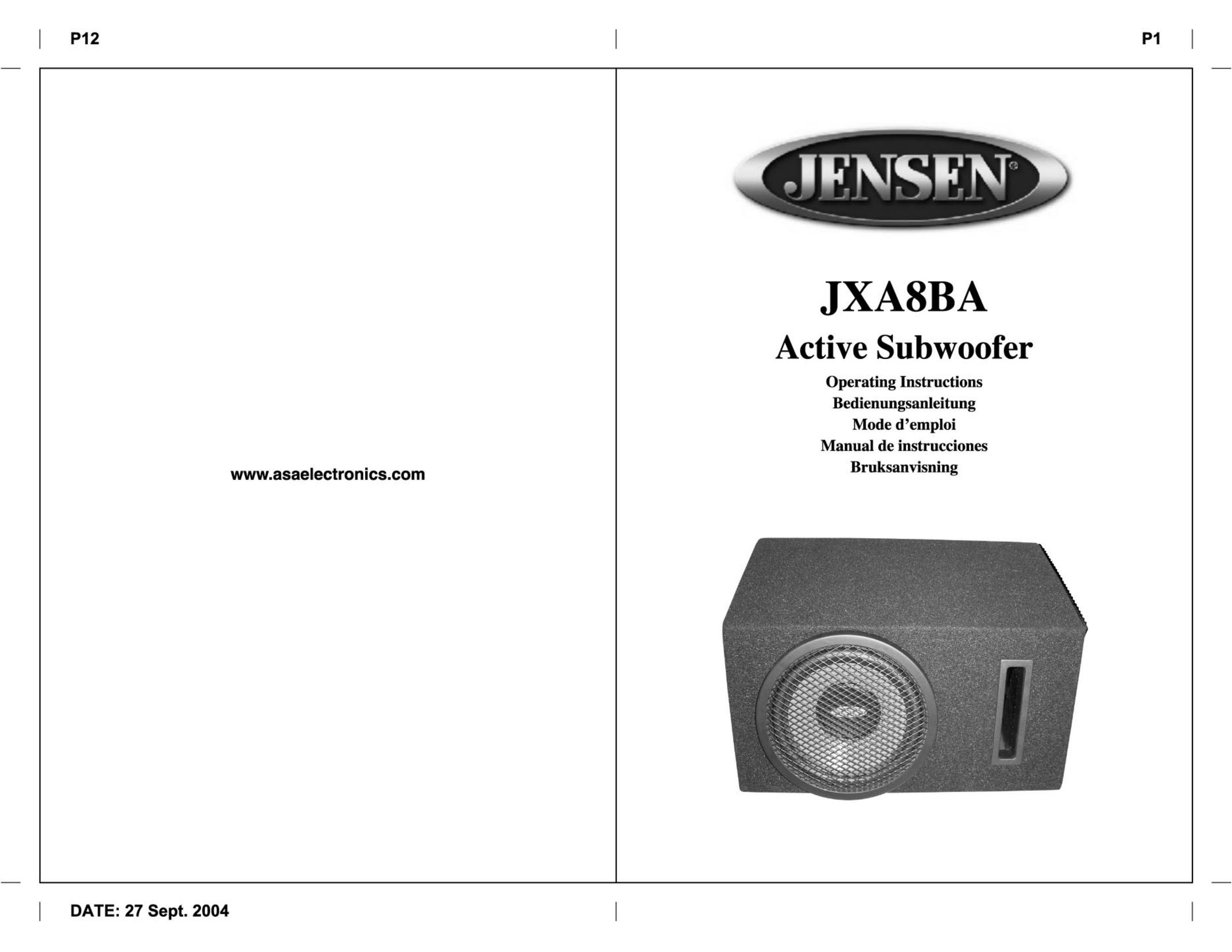 Jensen JXA8BA Speaker User Manual