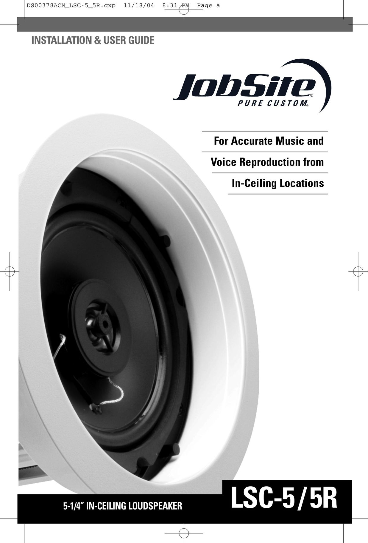 JobSite Systems LSC-5/5R Speaker User Manual