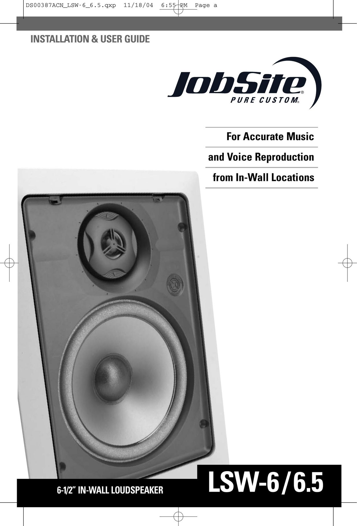 JobSite Systems LSW-6 Speaker User Manual