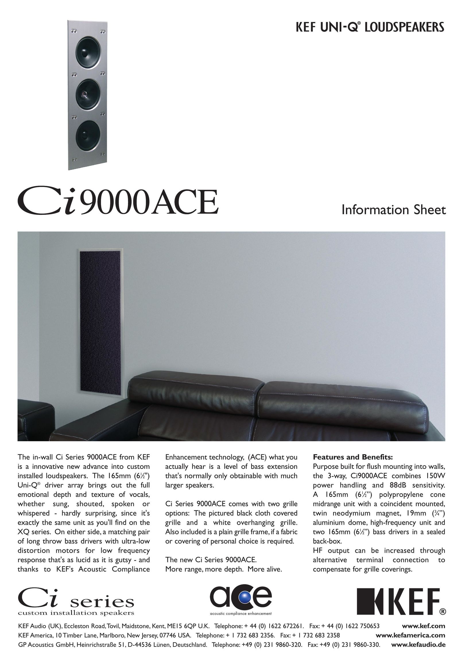 KEF Audio CI9000ACE Speaker User Manual