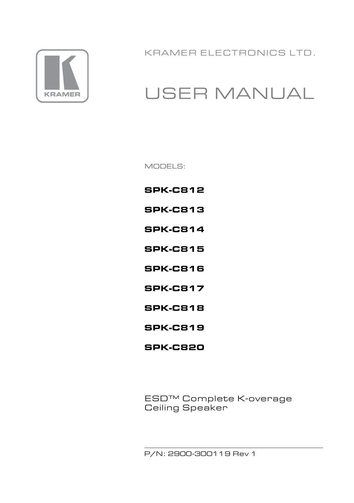 Kramer Electronics spk-cs12 Speaker User Manual