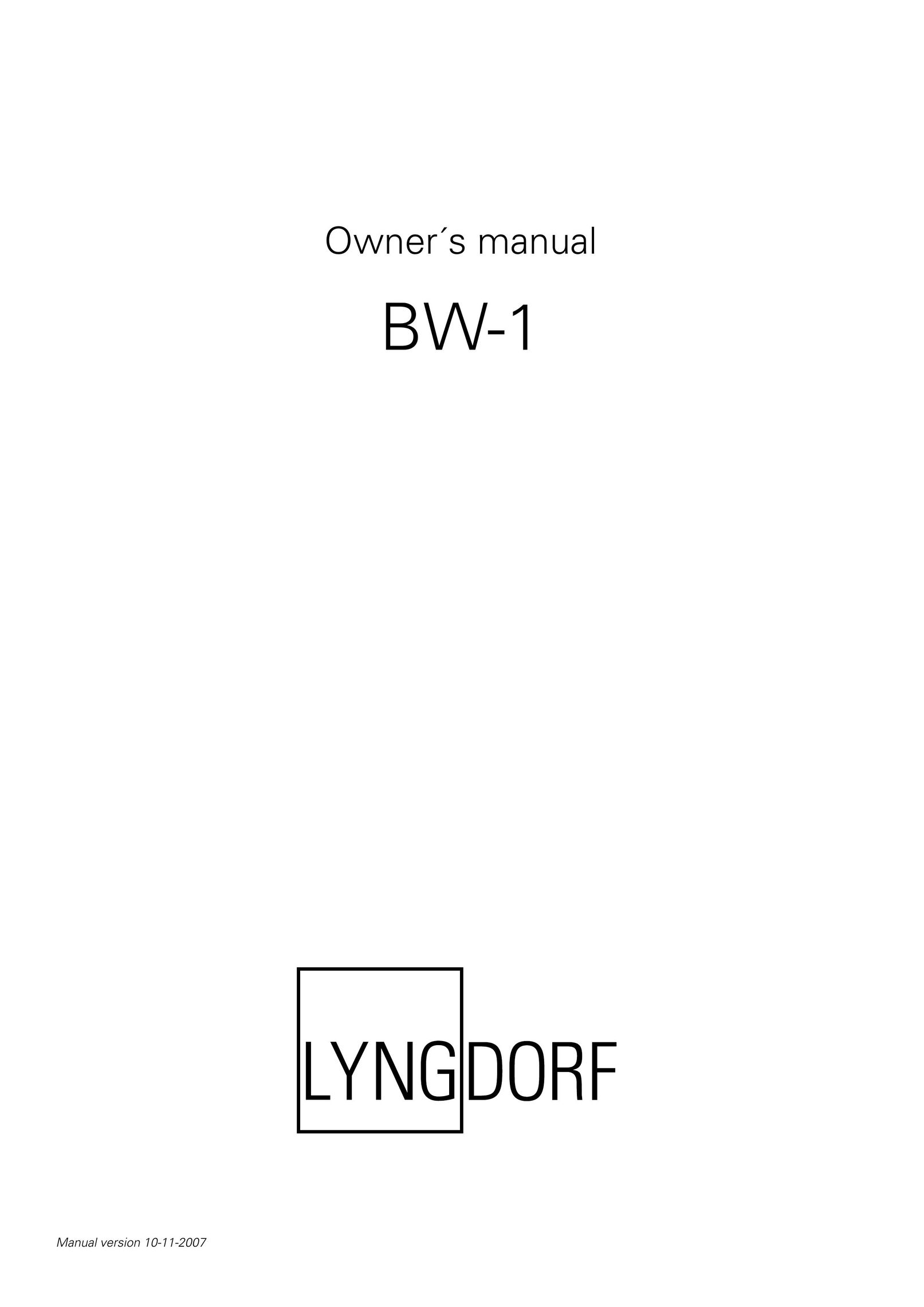 Lyngdorf Audio BW-1 Speaker User Manual