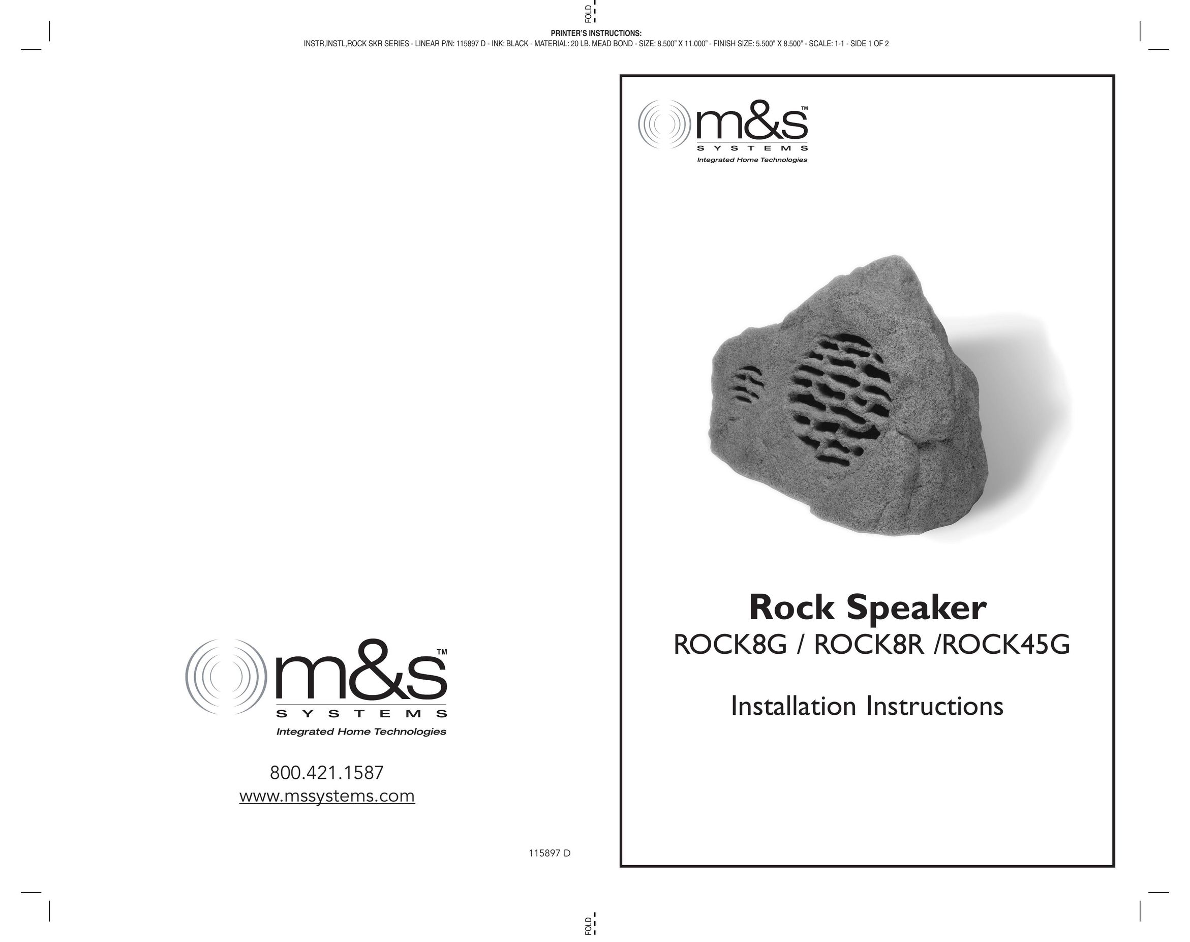 M&S Systems ROCK8G Speaker User Manual