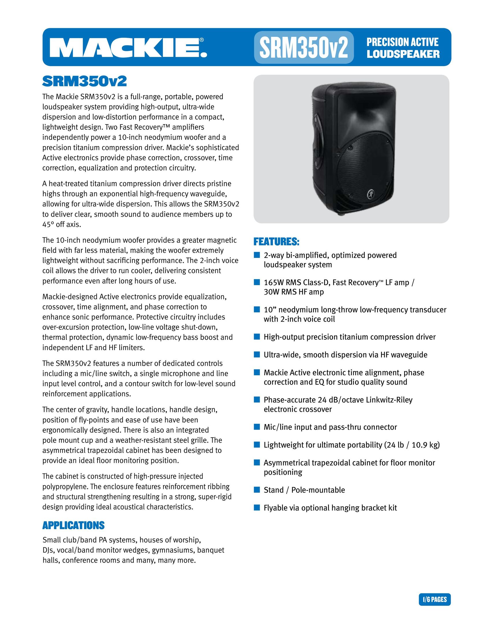 Mackie SRM350v2 Speaker User Manual