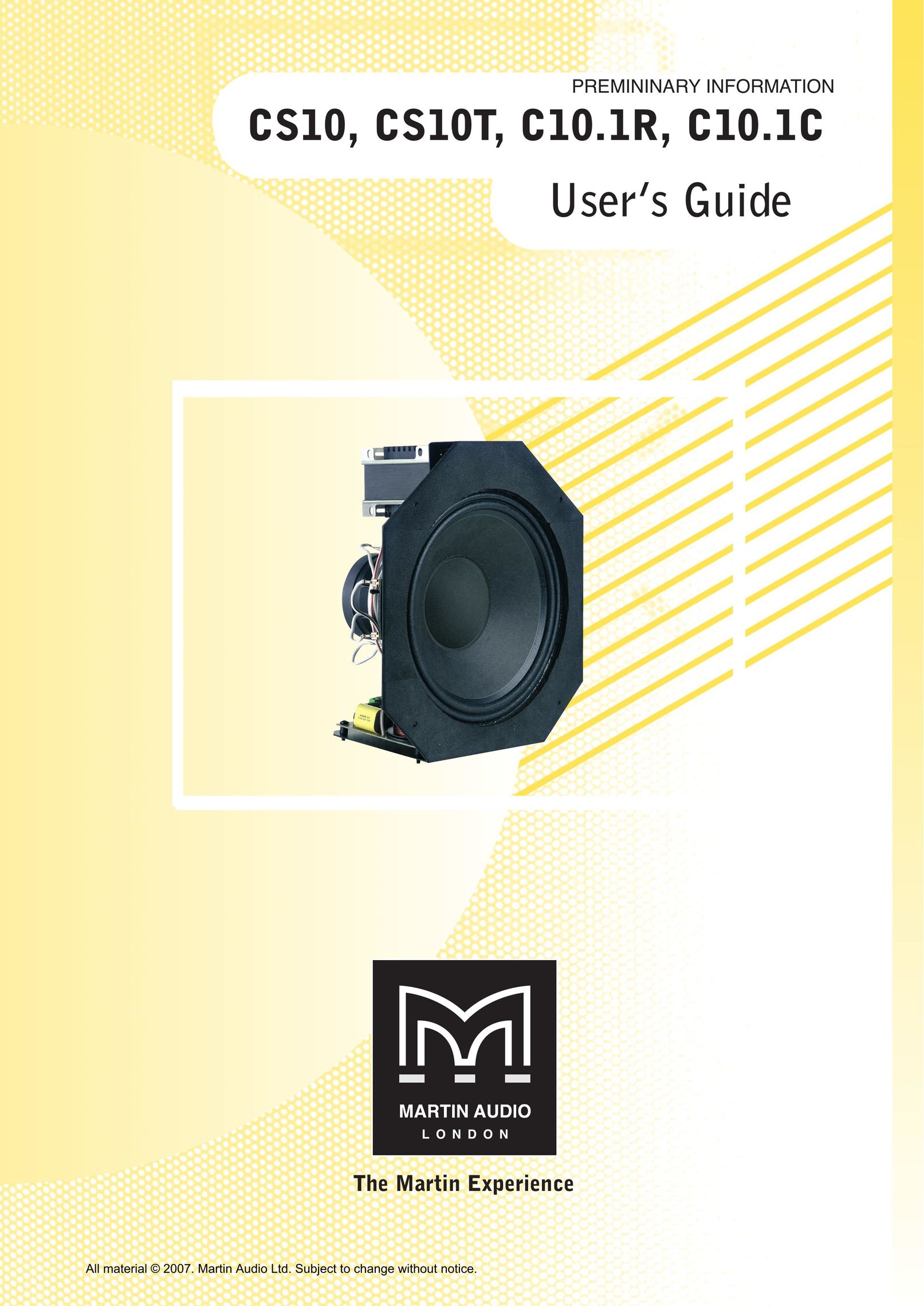Martin Audio CS10T Speaker User Manual
