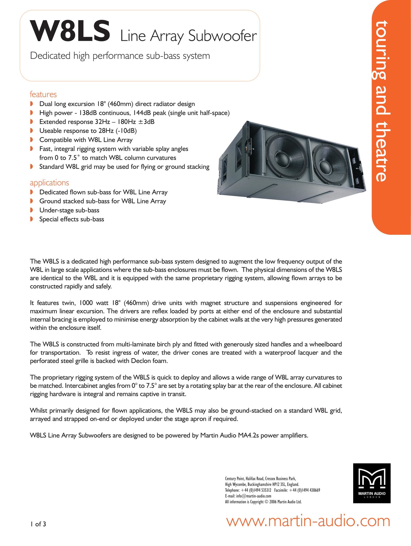 Martin Audio W8LS Speaker User Manual