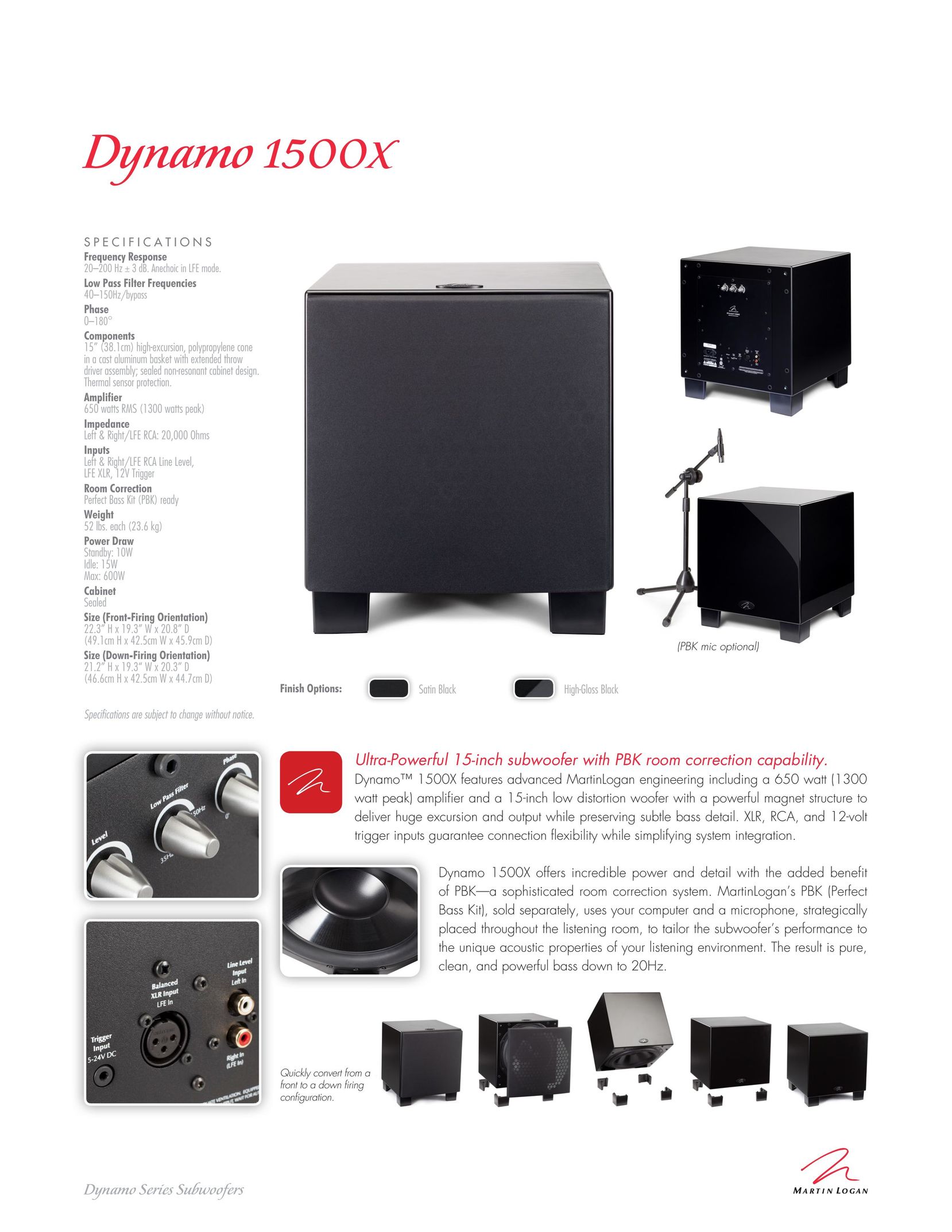 MartinLogan 1500X Speaker User Manual