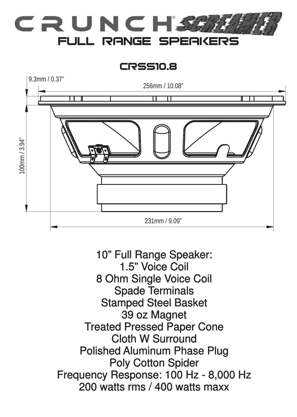 Maxxsonics CRSS10.8 Speaker User Manual
