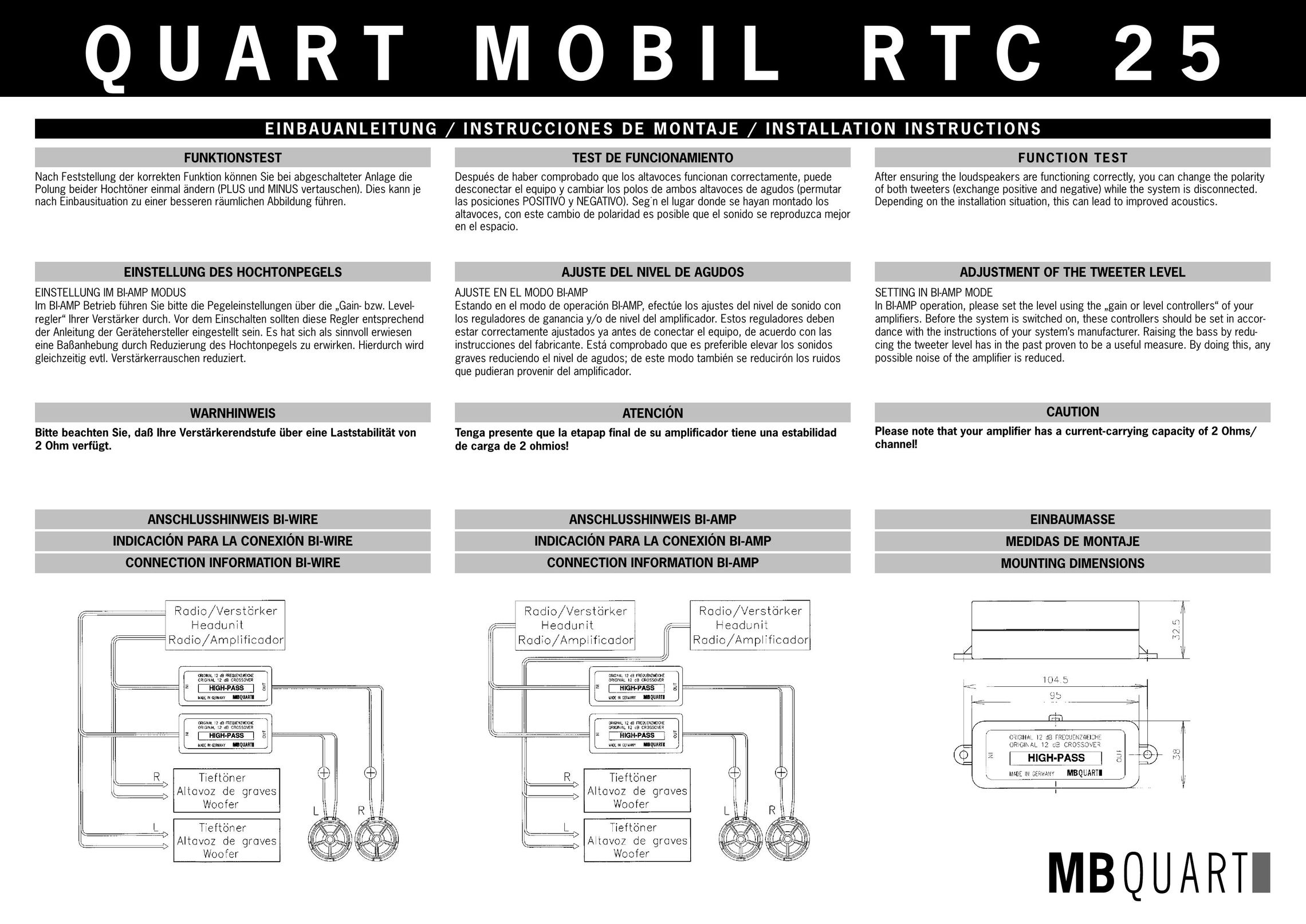 MB QUART RTC25 Speaker User Manual