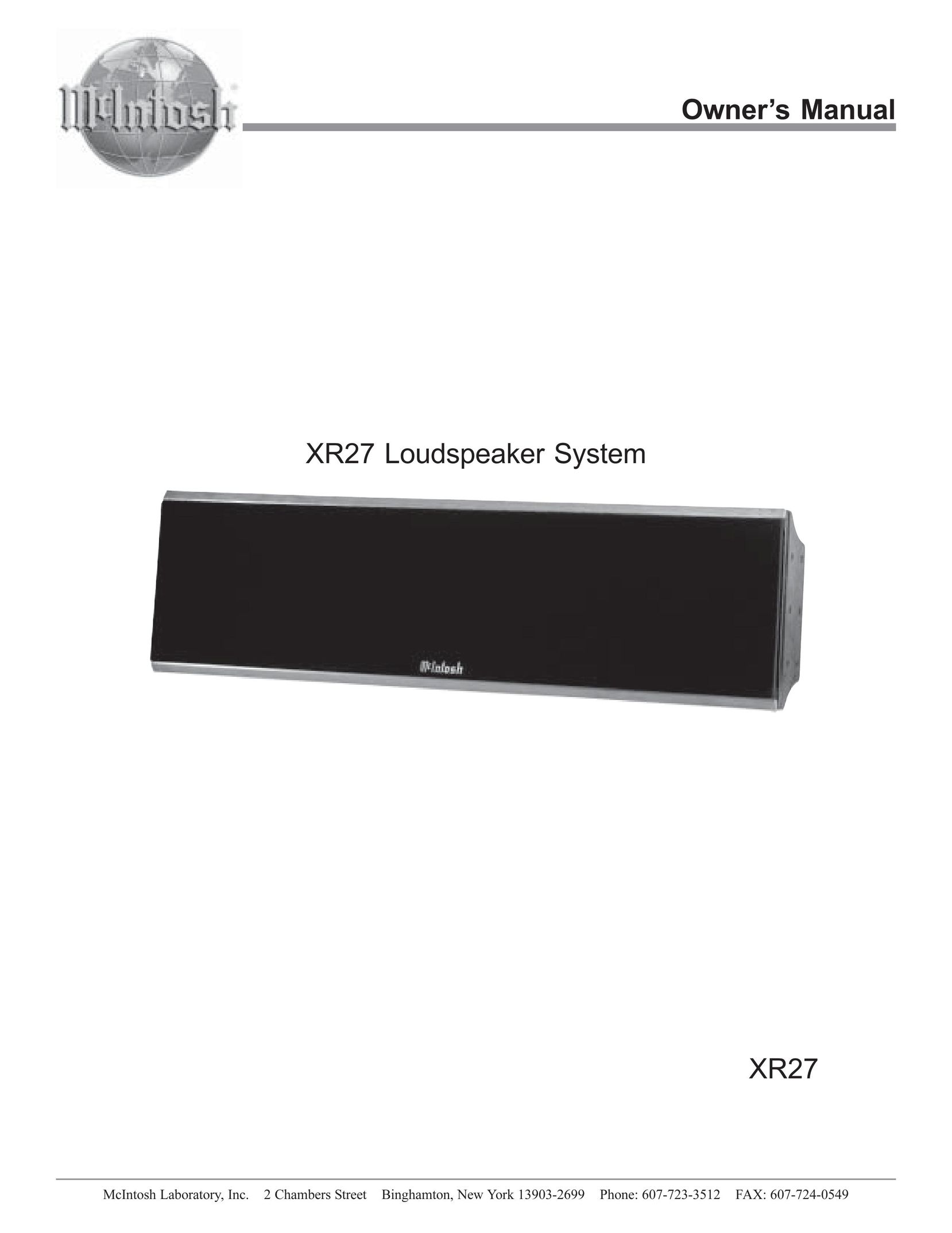 McIntosh XR27 Speaker User Manual