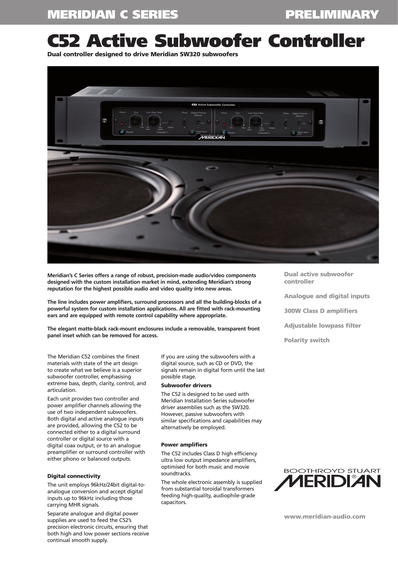 Meridian America C52 Speaker User Manual